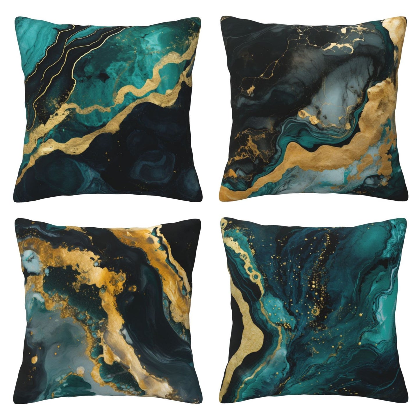 Green Marble Throw Pillow Covers 18x18 inch Abstract Cushion Covers for Sofa Couch Living Room