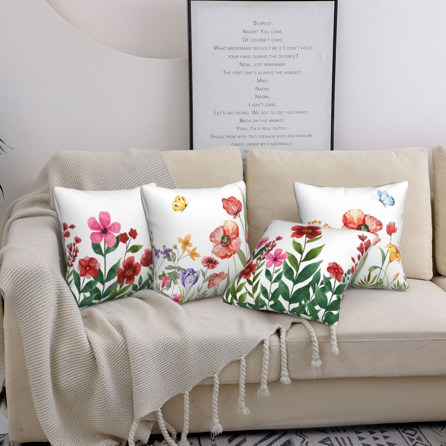 Spring Pillow Covers 18x18 inch Set of 4 Floral Cushion Covers for Sofa Couch