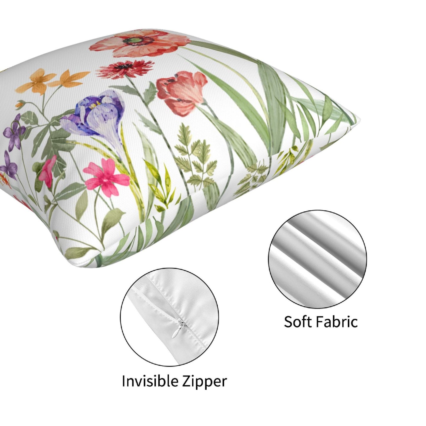 Spring Pillow Covers 18x18 inch Set of 4 Floral Cushion Covers for Sofa Couch