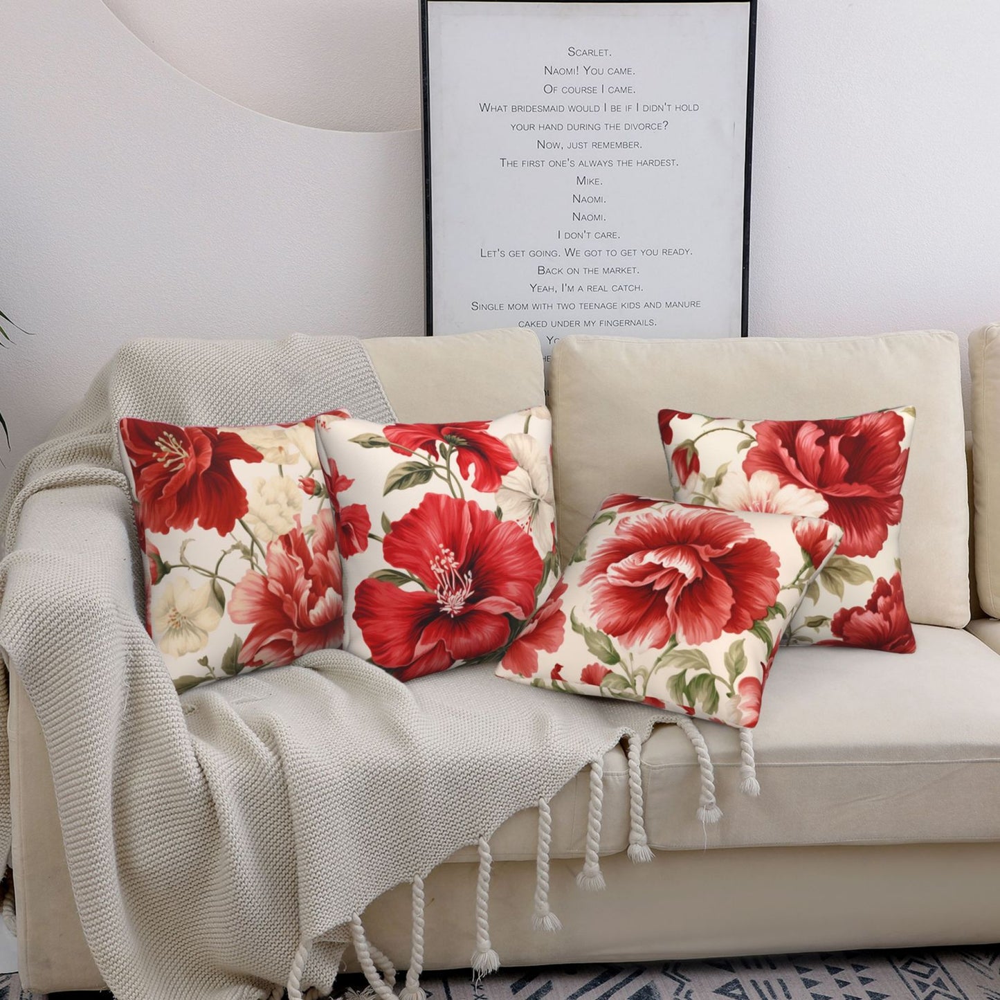 Chinoiserie Pillow Covers 18x18 inch Set of 4 Floral Cushion Covers for Sofa Couch