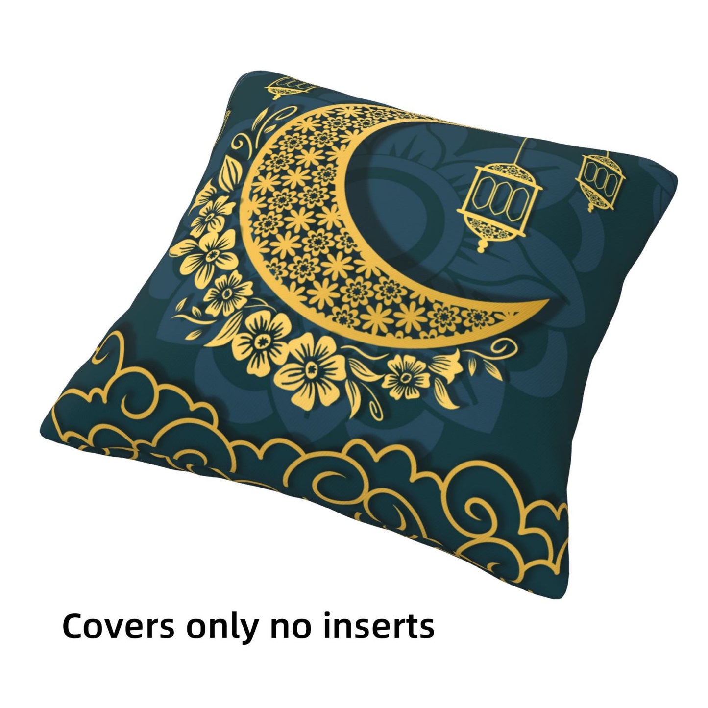 Ramadan Cushion Covers 18x18 inches Set of 4 Moon and Stars Pillow Covers for Sofa Couch