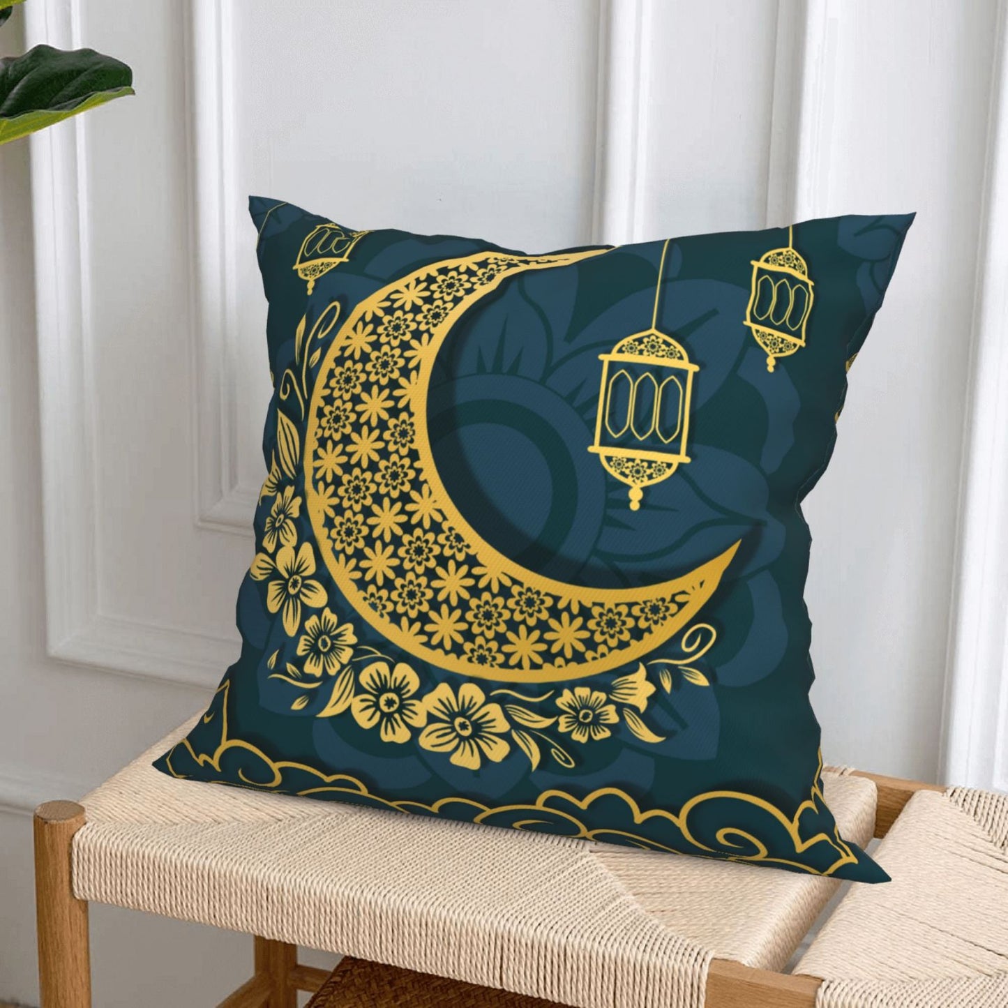 Ramadan Cushion Covers 18x18 inches Set of 4 Moon and Stars Pillow Covers for Sofa Couch