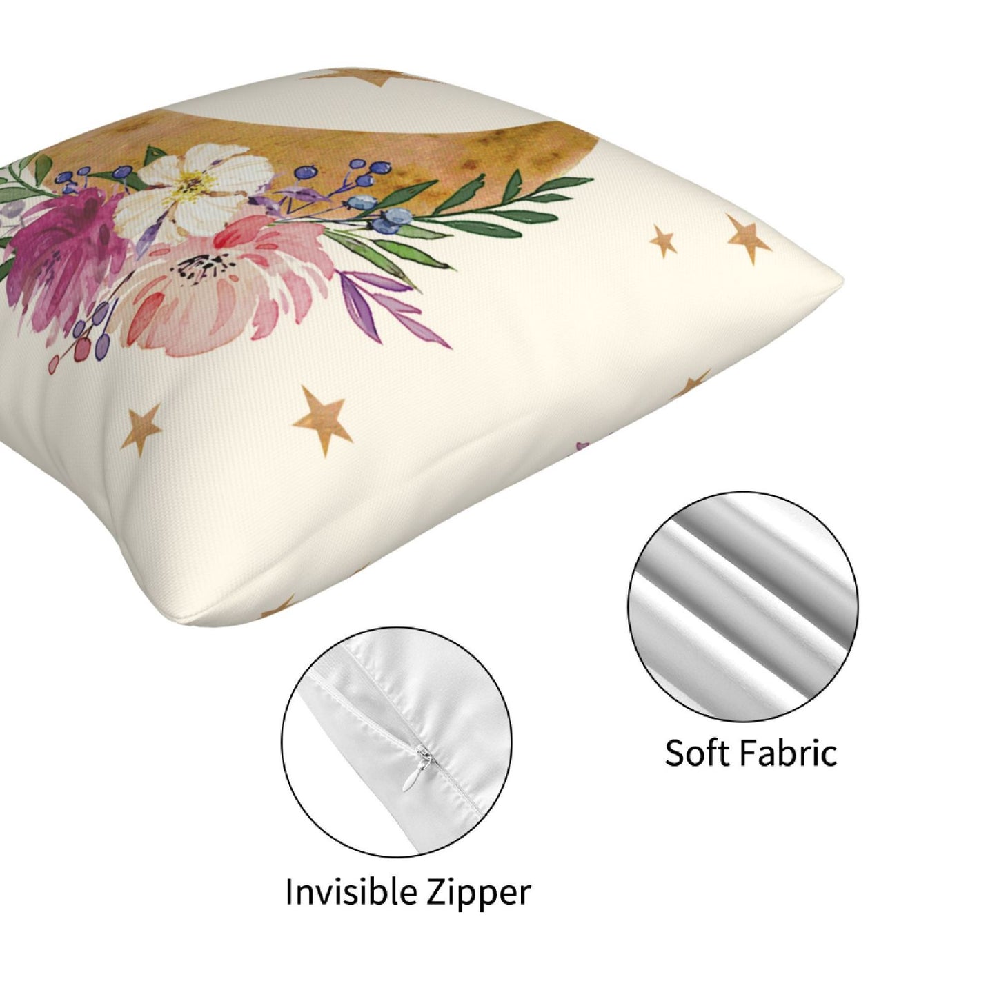 Ramadan Cushion Covers 18x18 inches Set of 4 Moon and Stars Pillow Covers for Sofa Couch