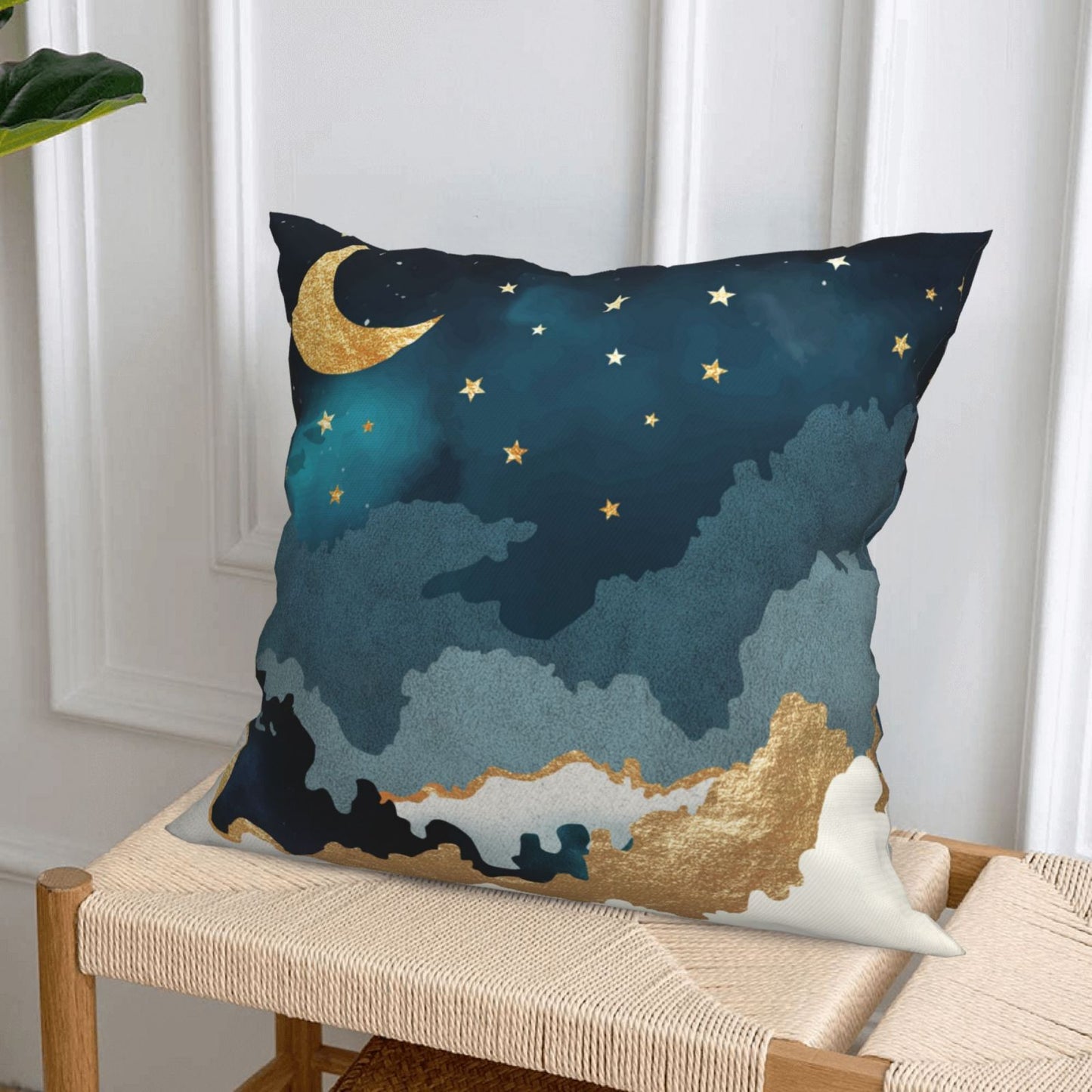 Ramadan Cushion Covers 18x18 inches Set of 4 Moon and Stars Pillow Covers for Sofa Couch