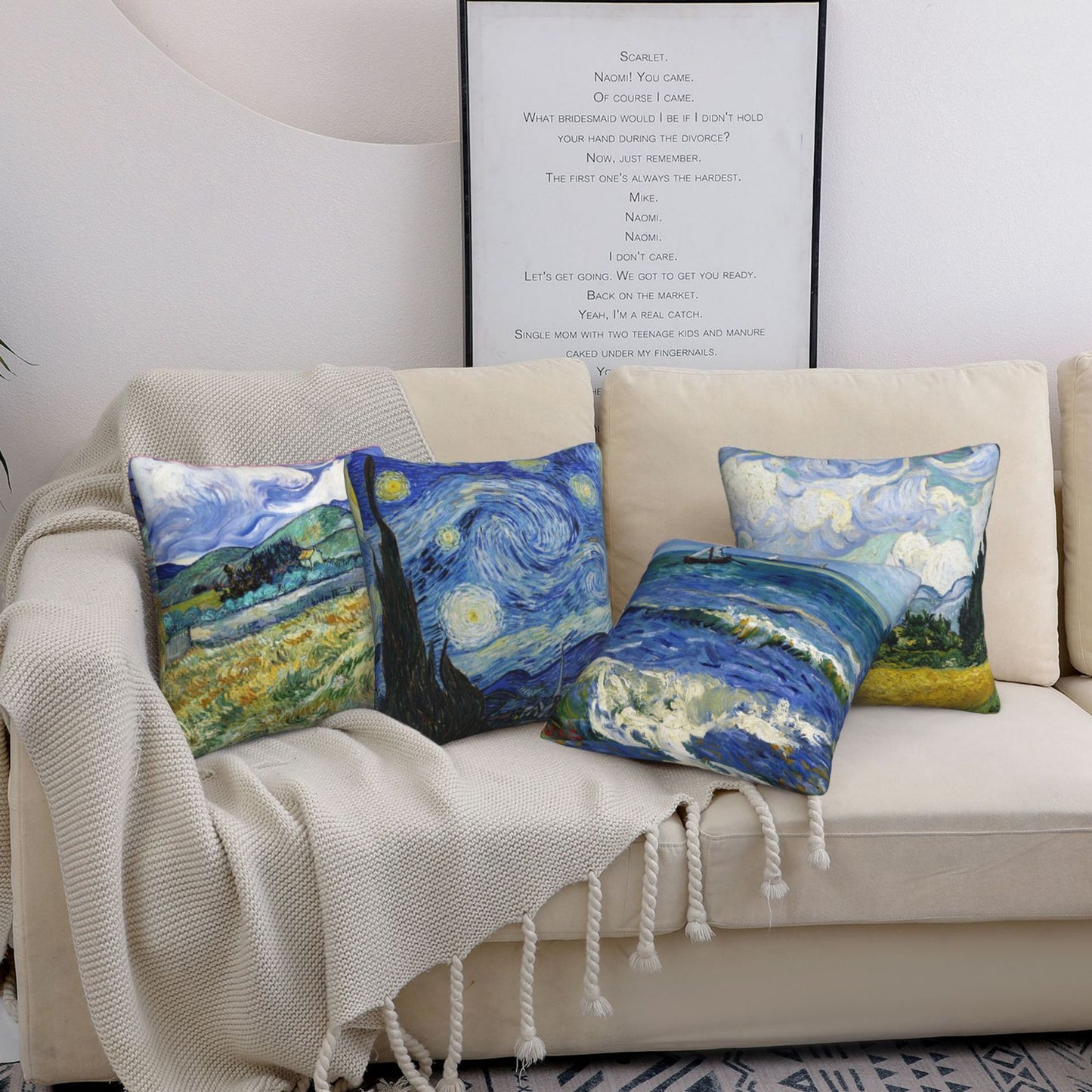 Vincent Van Gogh Decorative Pillow Covers 18x18 in Set of 4
