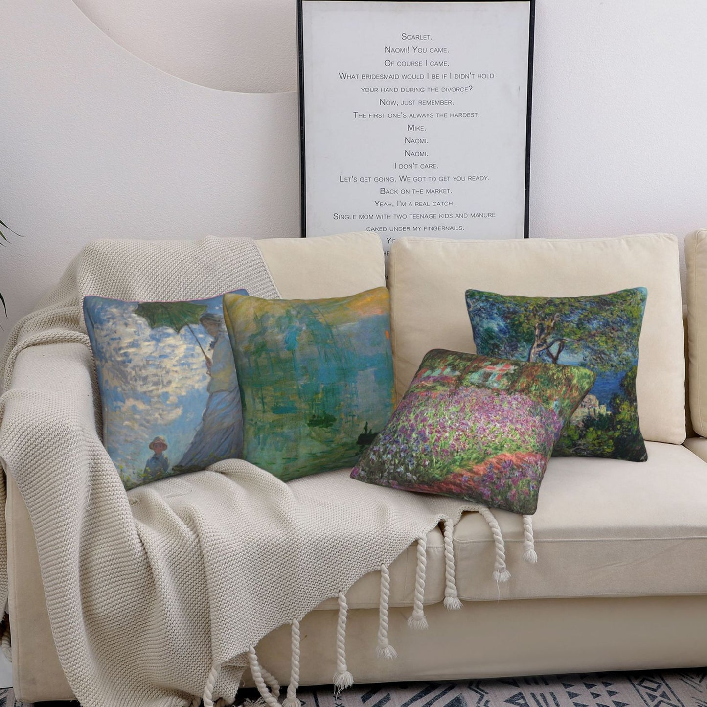 Claude Monet Pillow Covers Set of 4 Art Design Cushion Covers 18 x 18 Inches