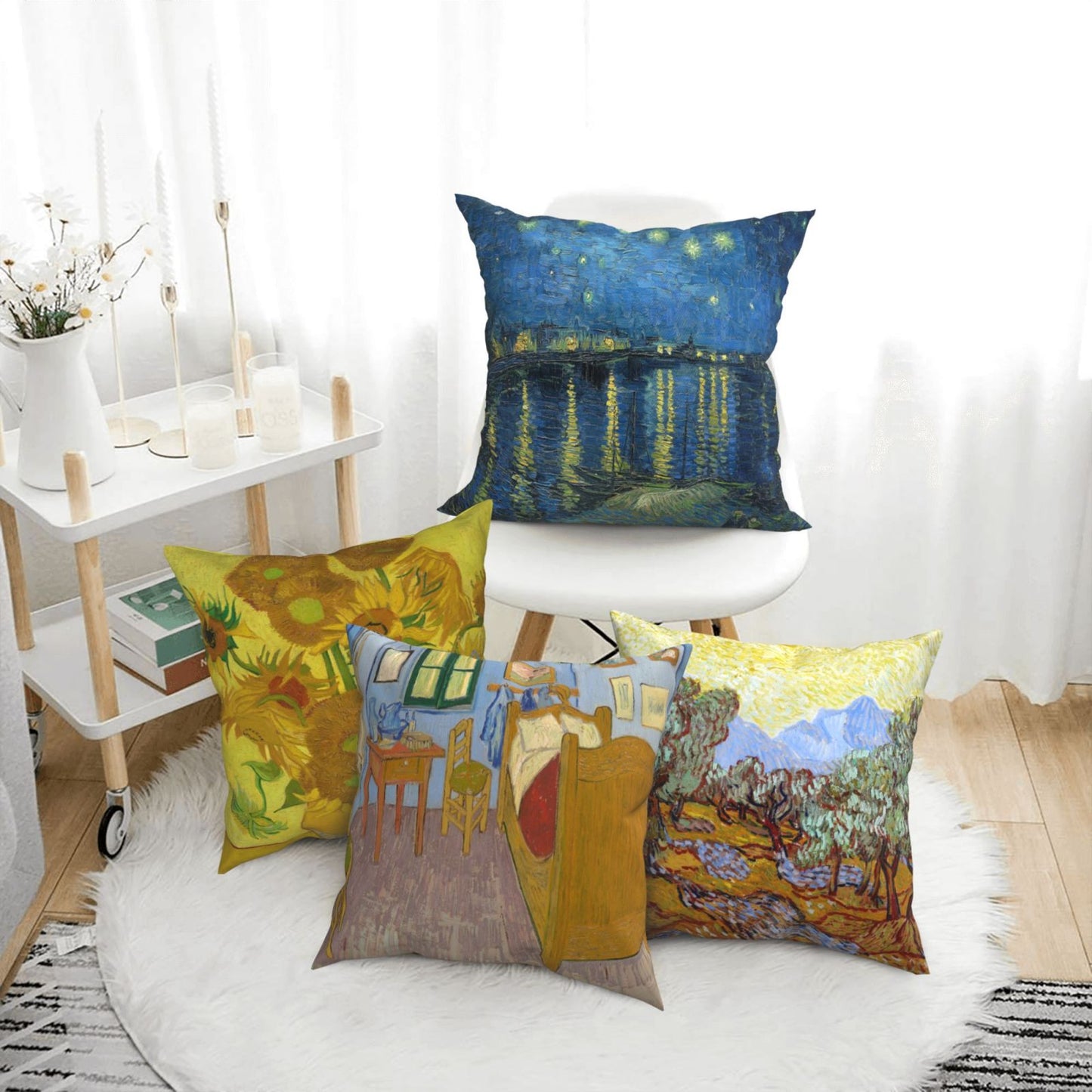 Vincent Van Gogh Decorative Cushion Covers 18 x 18 Inches Set of 4