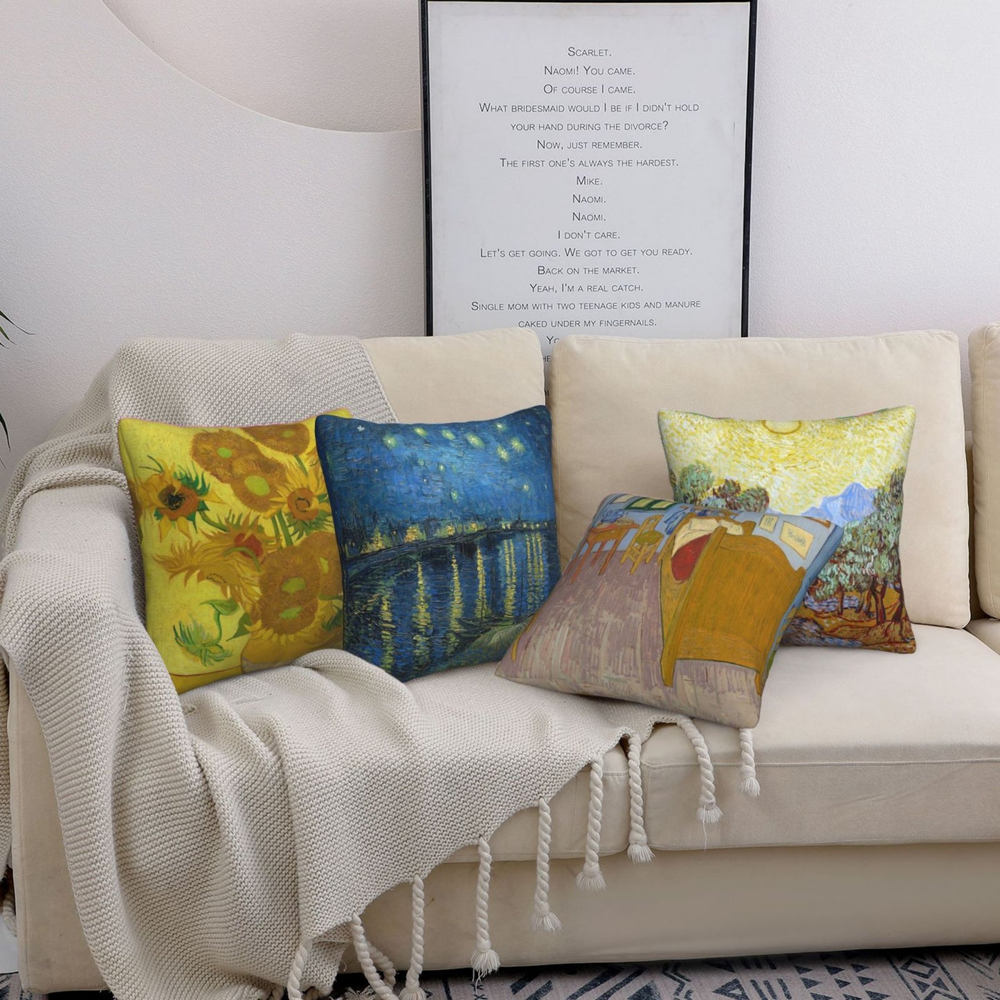 Vincent Van Gogh Decorative Cushion Covers 18 x 18 Inches Set of 4