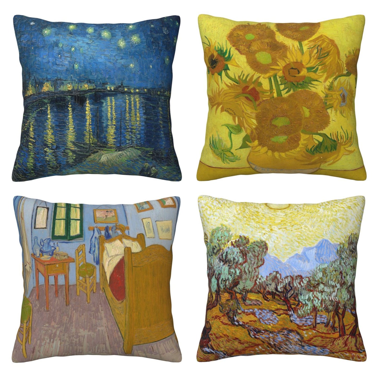 Vincent Van Gogh Decorative Cushion Covers 18 x 18 Inches Set of 4