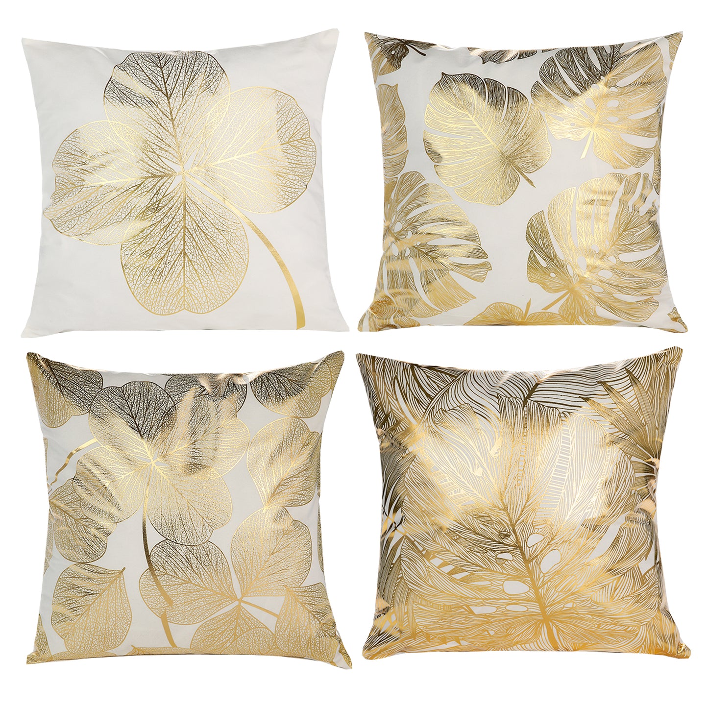 Gold Stamping Throw Pillow Covers Set of 4 Geometric Decorative Cushion Covers for Sofa Couch 18x18 inches