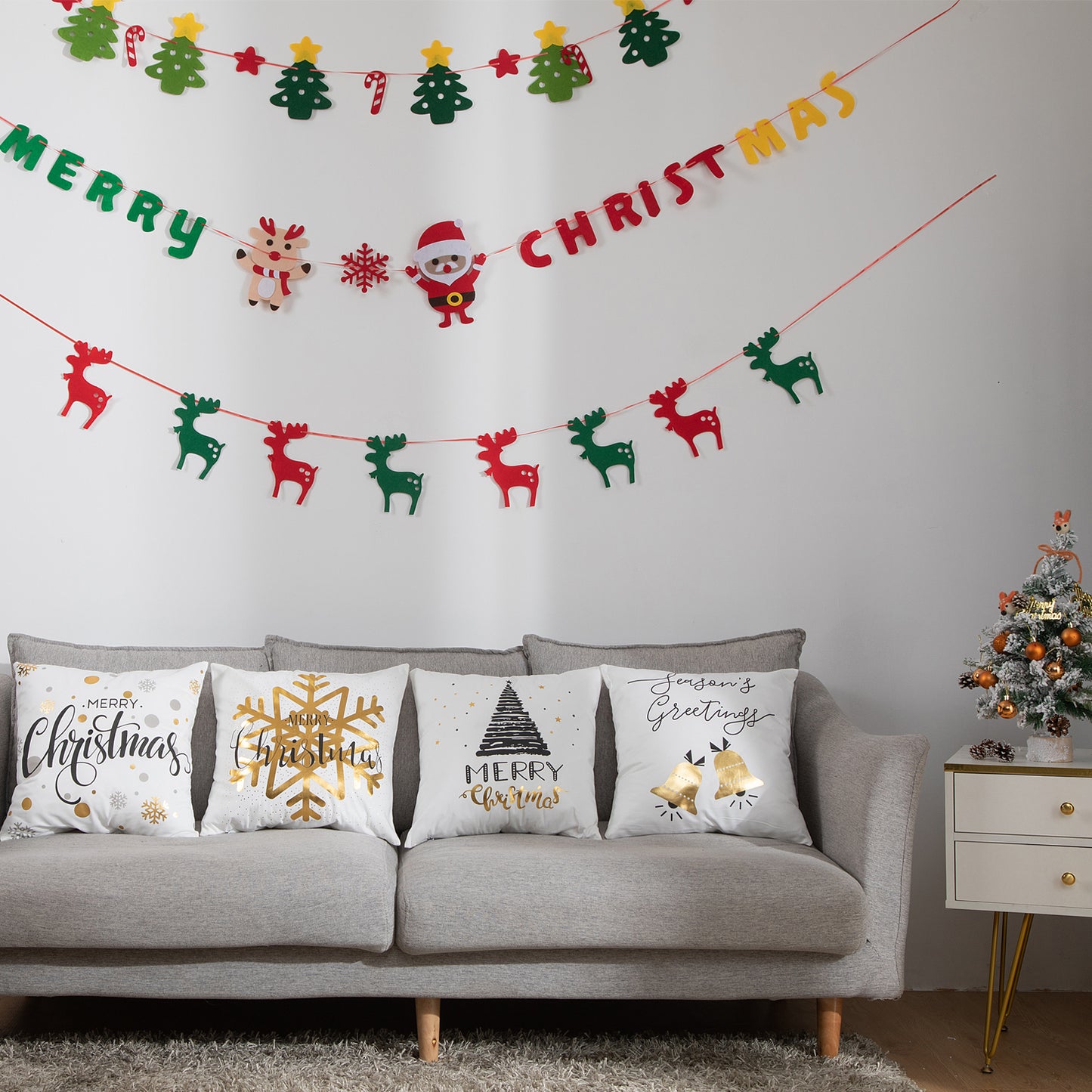 Christmas Throw Pillow Covers 18x18 inches Gold Stamping Cushion Covers Set of 4