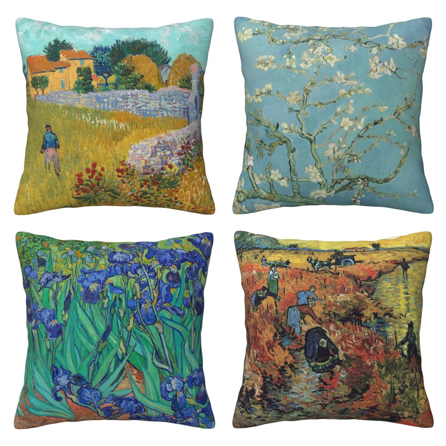 Vincent Van Gogh Decorative Pillow Covers 18 x 18 Inches Set of 4
