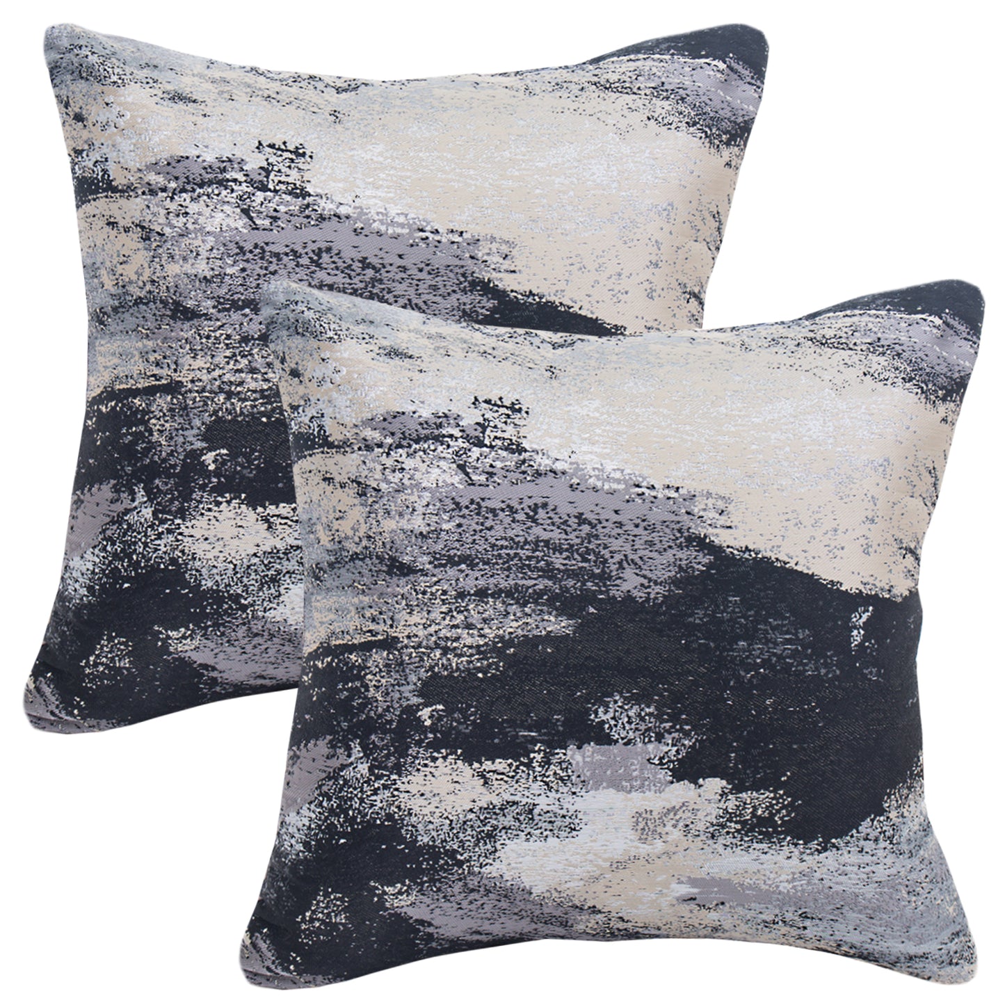 Abstract Throw Pillow Covers 18x18 inch Set of 2 Jacquard Textured Decorative Cushion Covers