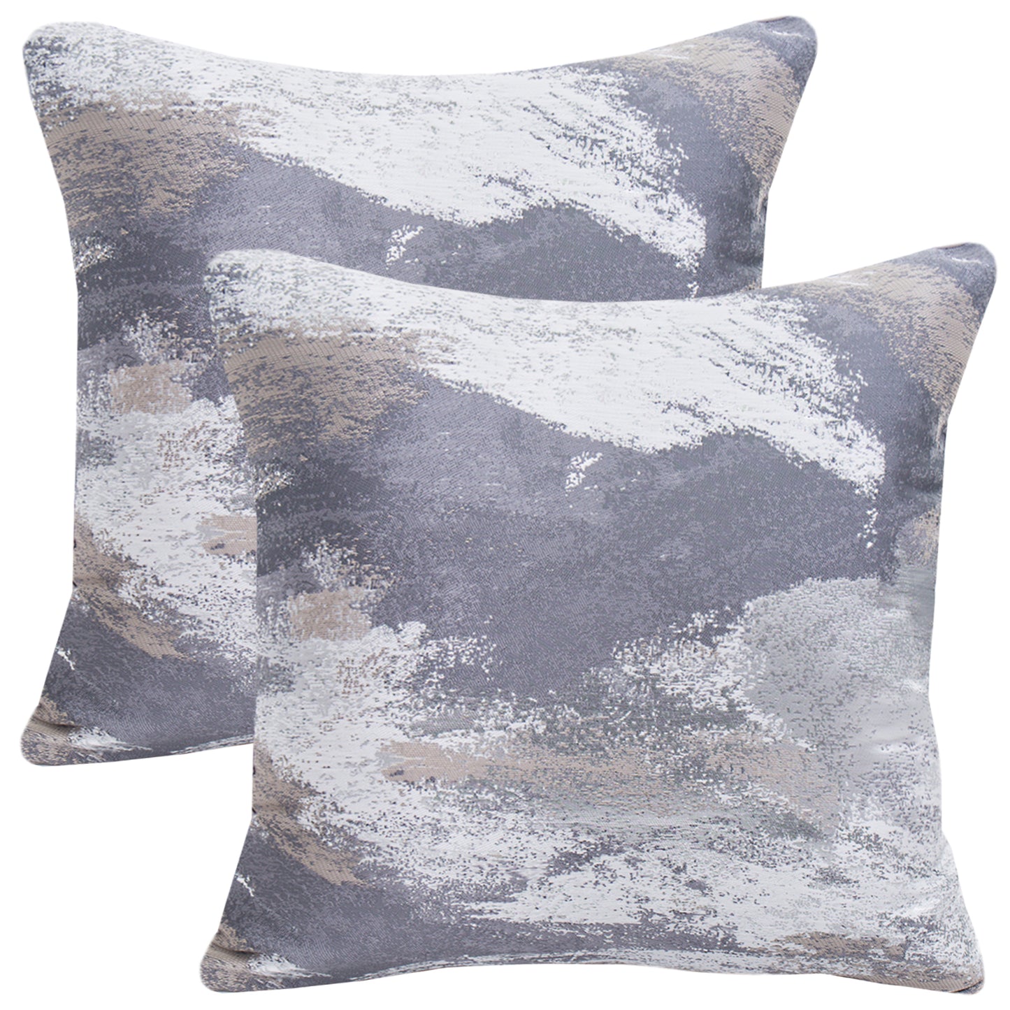 Abstract Throw Pillow Covers 18x18 inch Set of 2 Jacquard Textured Decorative Cushion Covers
