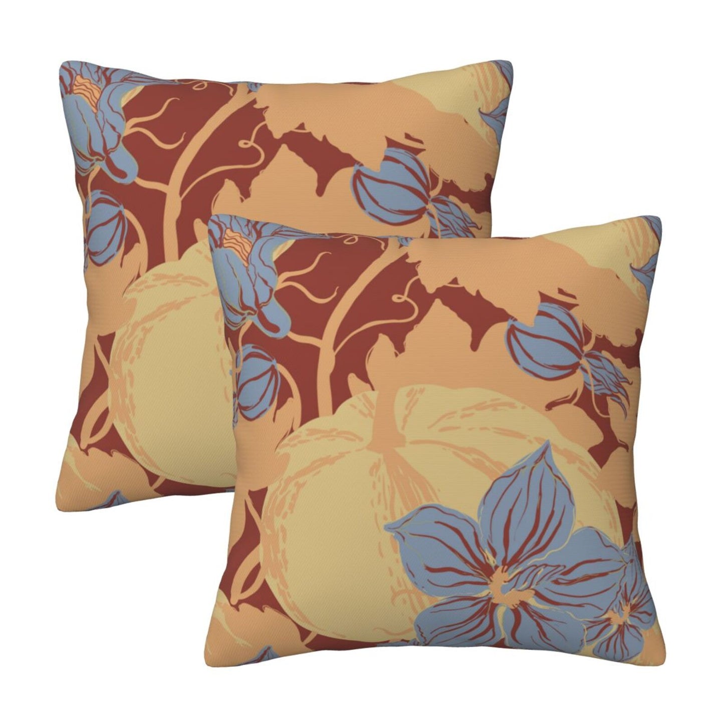 Autumn Velvet Cushion Covers Set of 2 Fall Pumpkin Decorative Pillow Covers for Sofa Couch