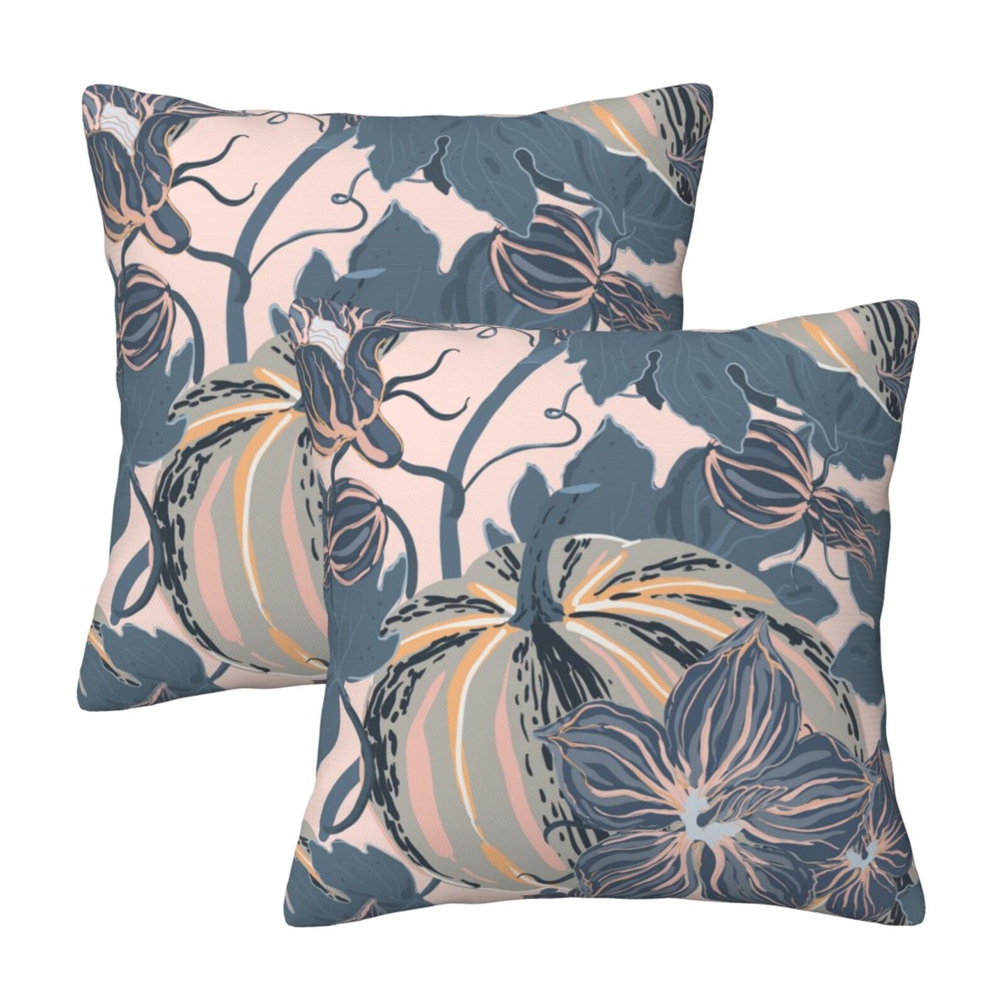 Autumn Velvet Cushion Covers Set of 2 Fall Pumpkin Decorative Pillow Covers for Sofa Couch