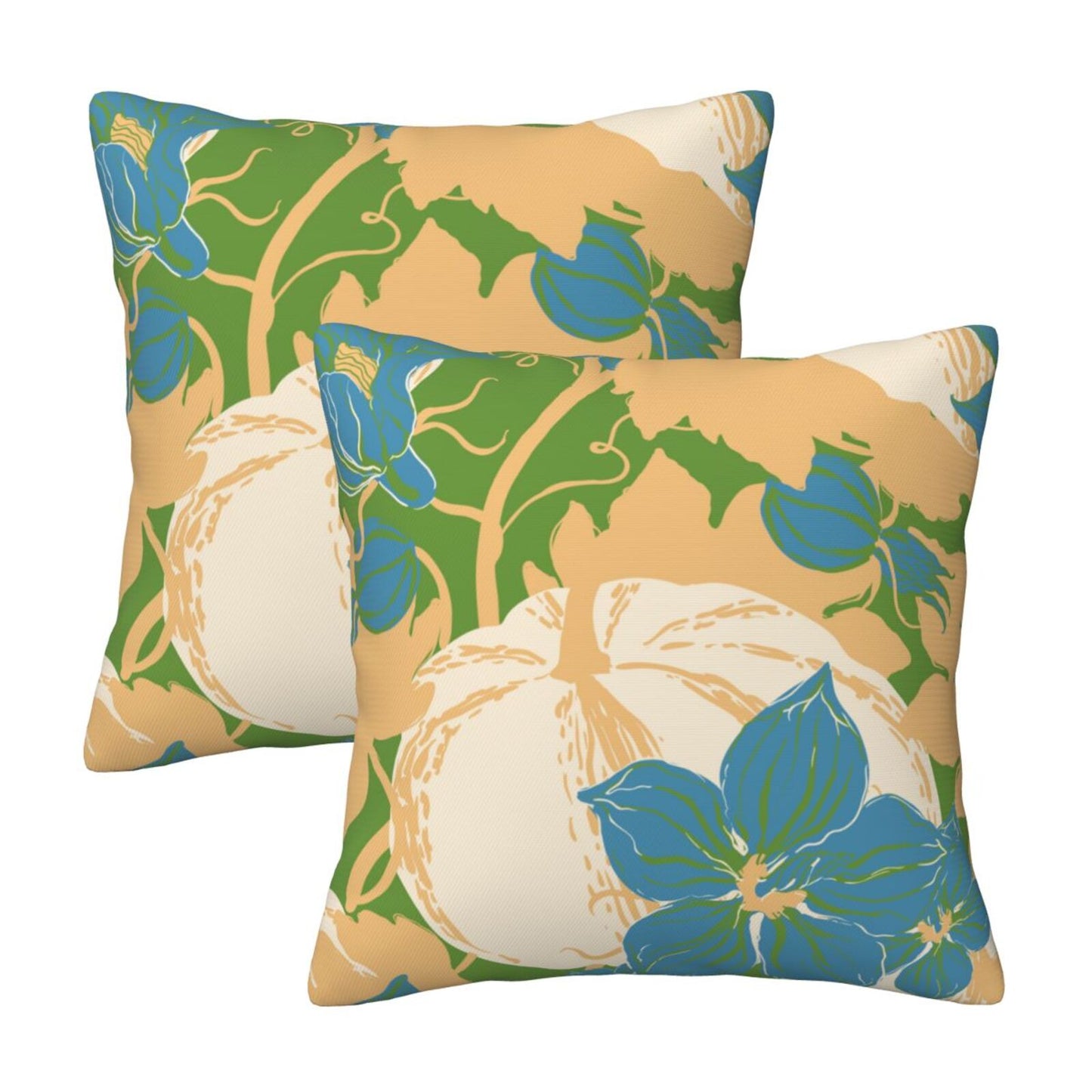 Autumn Velvet Cushion Covers Set of 2 Fall Pumpkin Decorative Pillow Covers for Sofa Couch