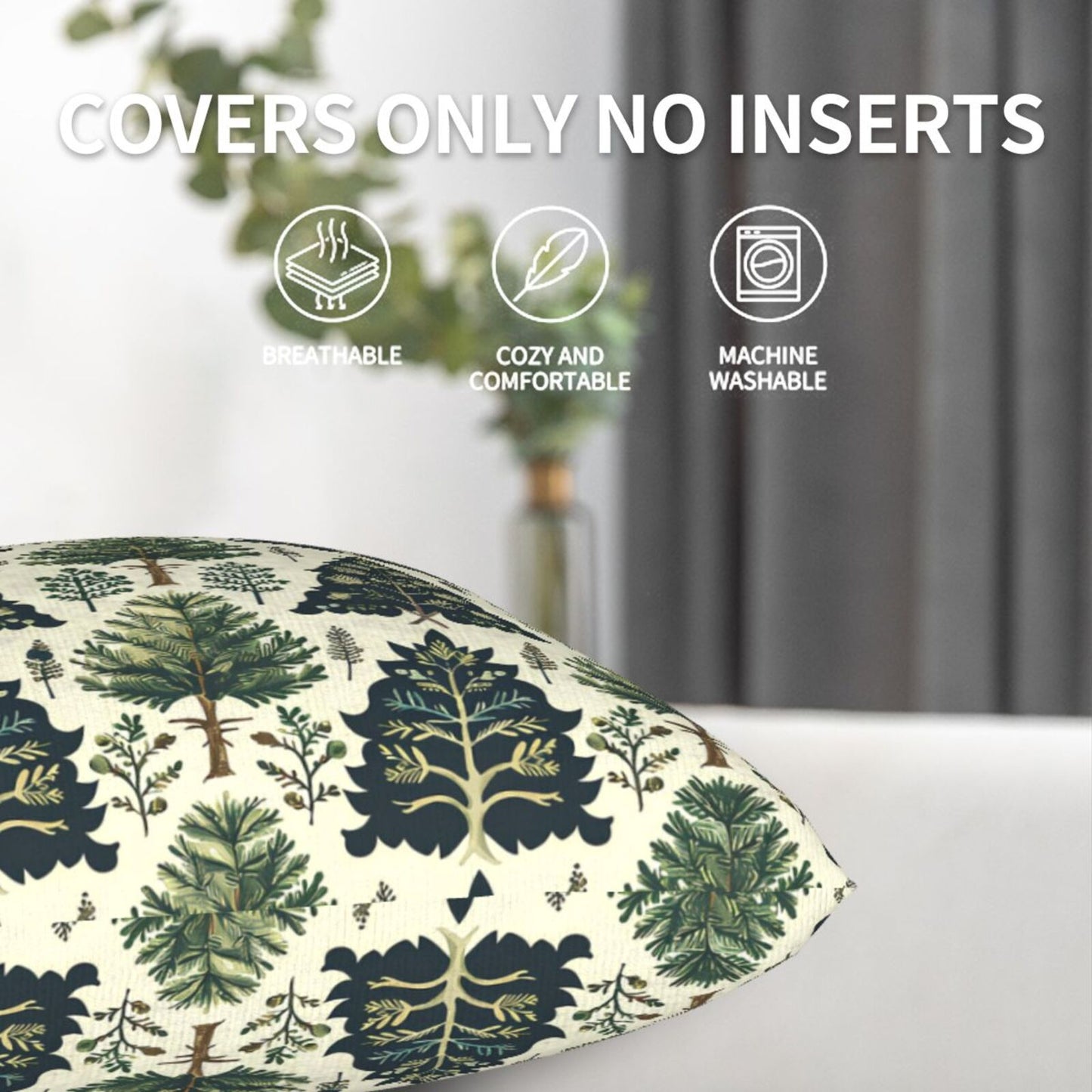 Christmas Tree Velvet Throw Pillow Covers Set of 2 Winter Holiday Decorative Cushion Covers