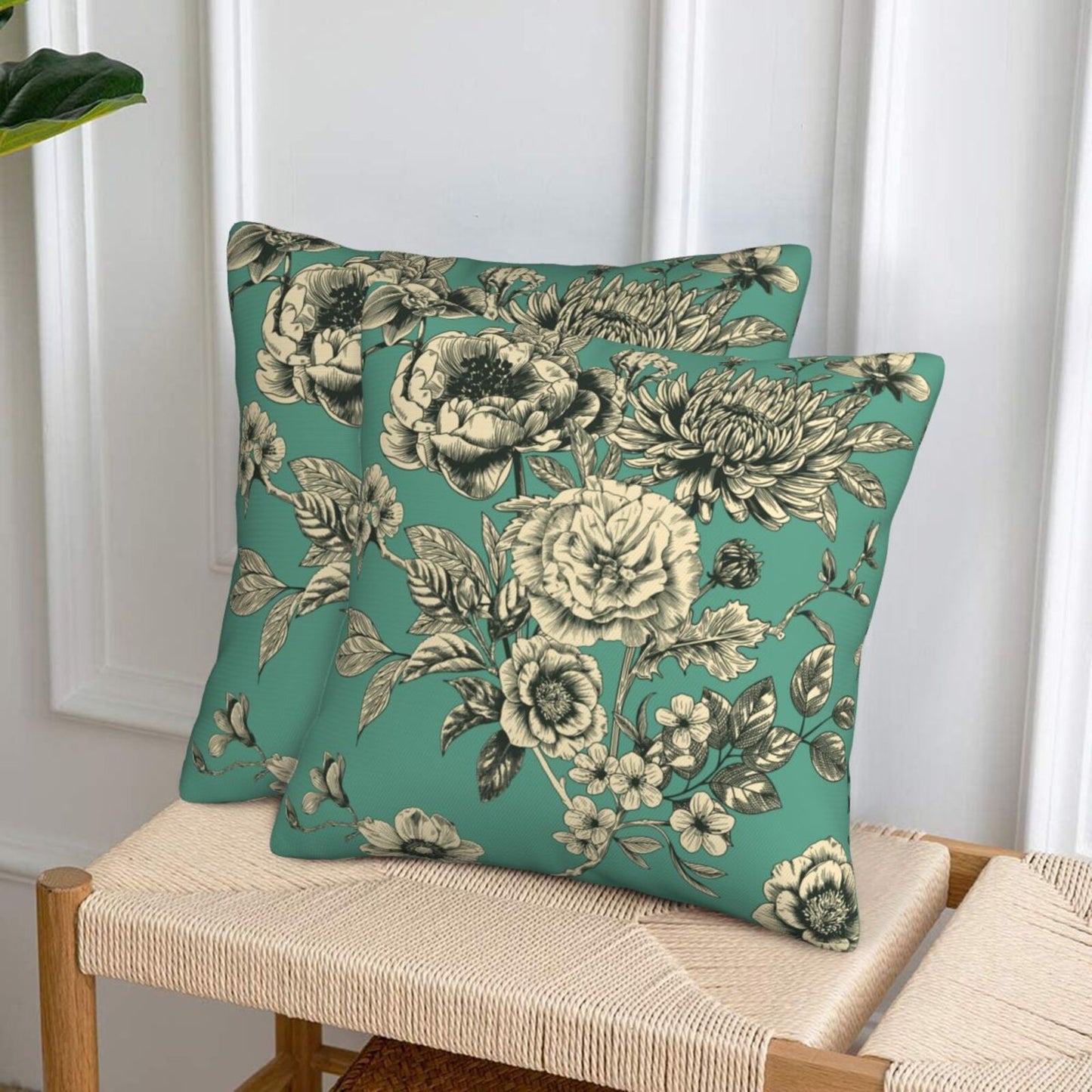 Toile Throw Pillow Covers Set of 2 French Country Decorative Cushion Covers for Sofa Couch