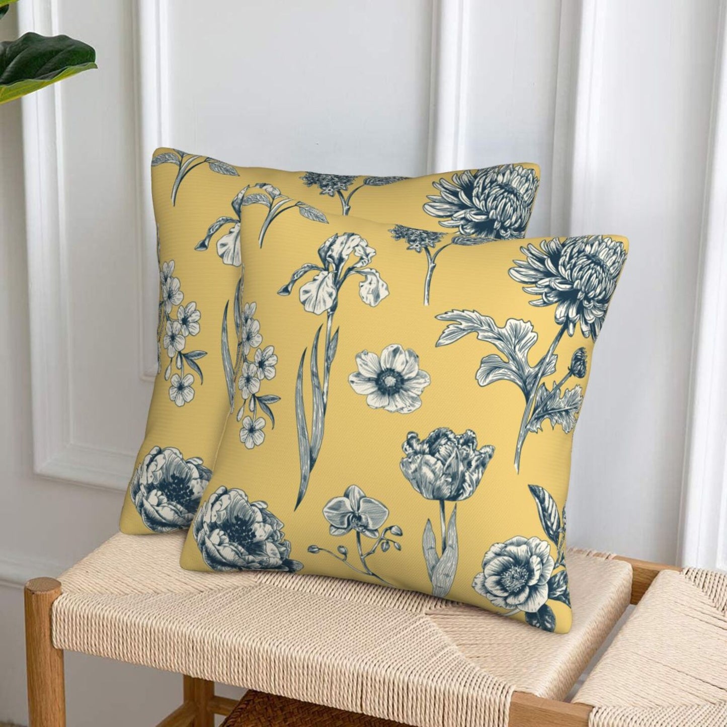 Toile Throw Pillow Covers Set of 2 French Country Decorative Cushion Covers for Sofa Couch