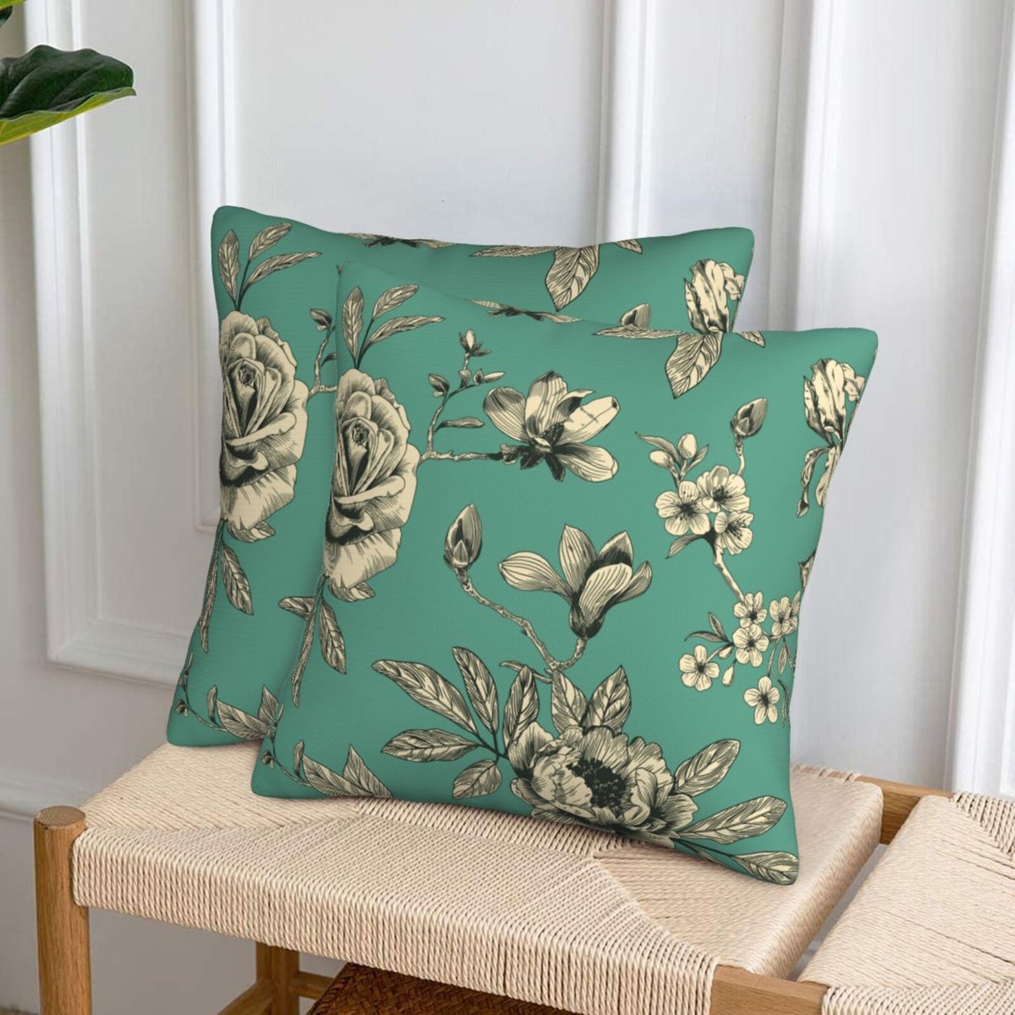 Toile Throw Pillow Covers Set of 2 French Country Decorative Cushion Covers for Sofa Couch