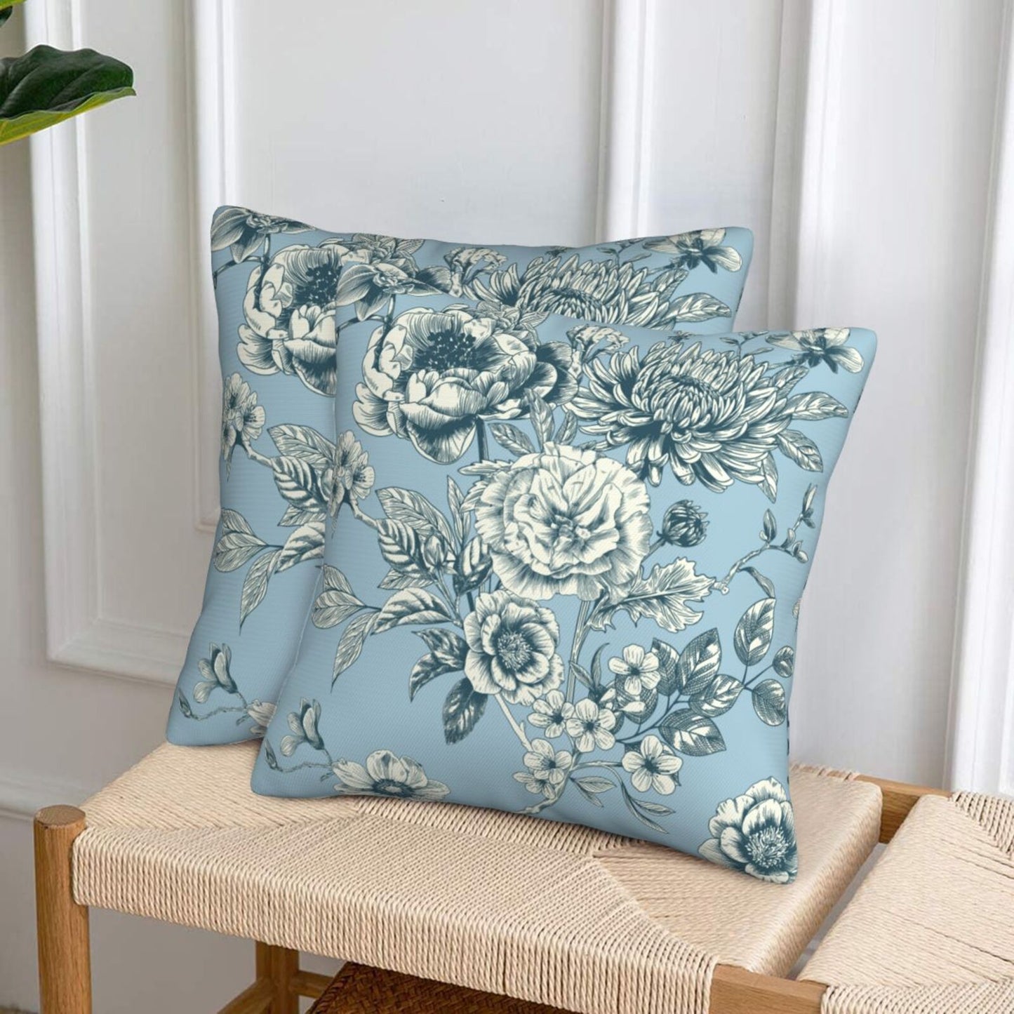 Toile Throw Pillow Covers Set of 2 French Country Decorative Cushion Covers for Sofa Couch