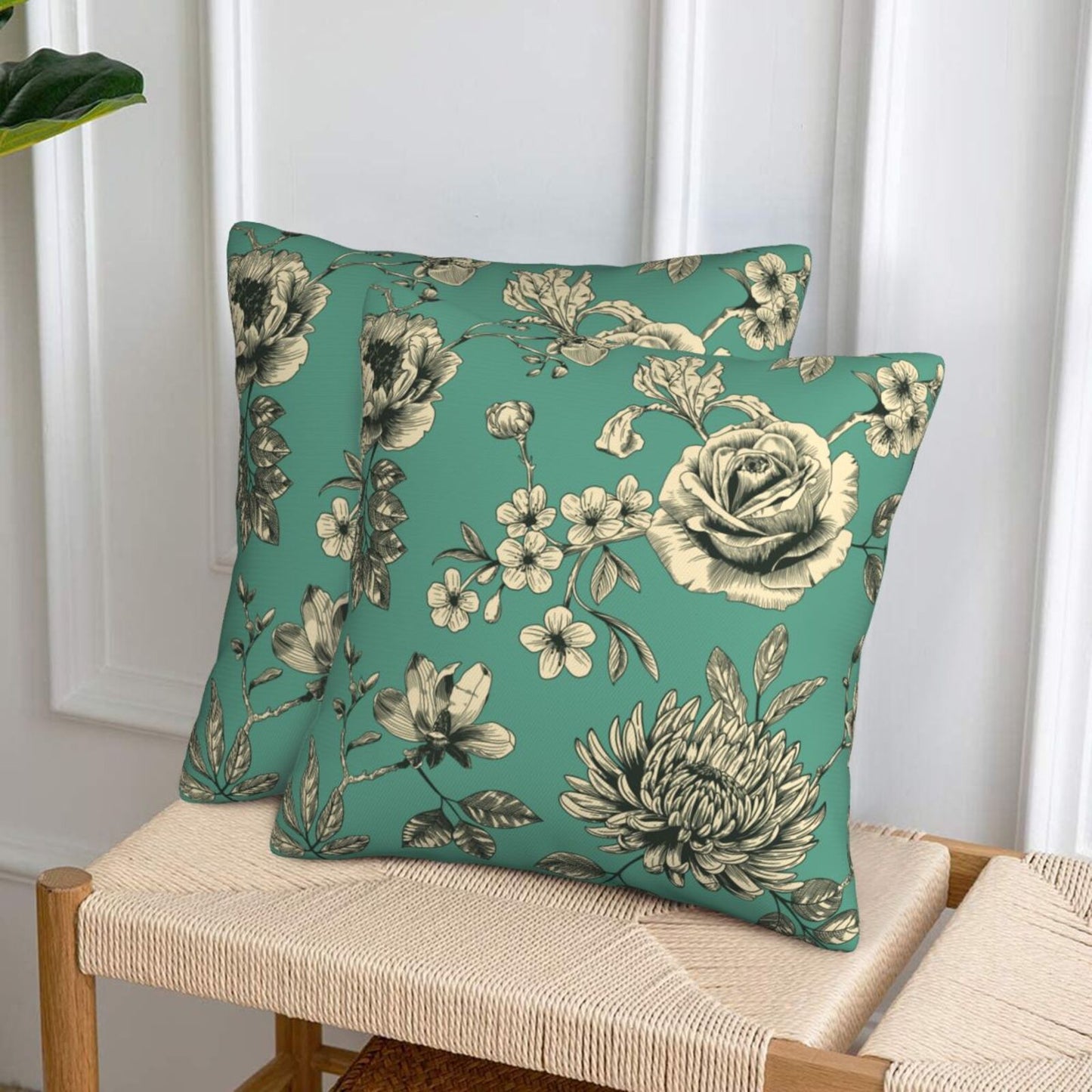 Toile Throw Pillow Covers Set of 2 French Country Decorative Cushion Covers for Sofa Couch