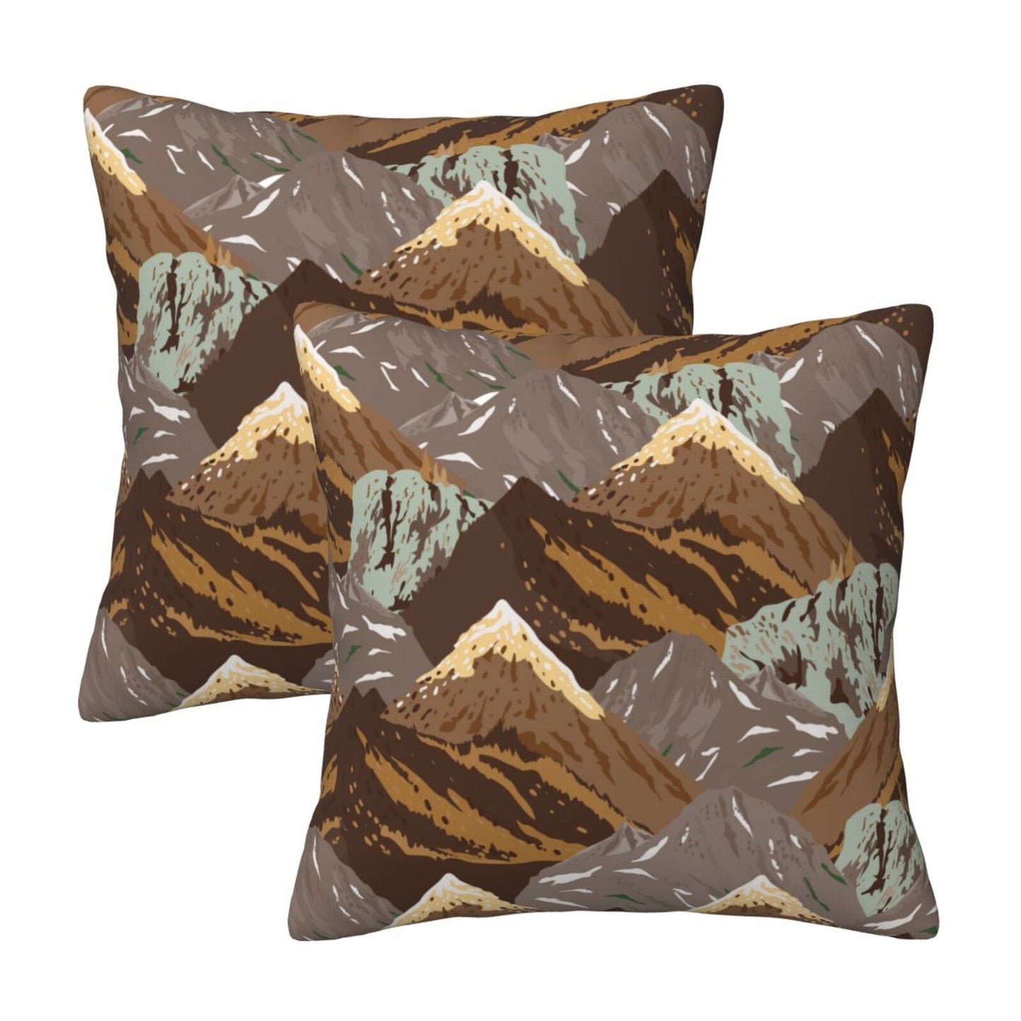 Abstract Mountain Throw Pillow Covers Set of 2 Natural Scenery Cushion Covers for Sofa Couch