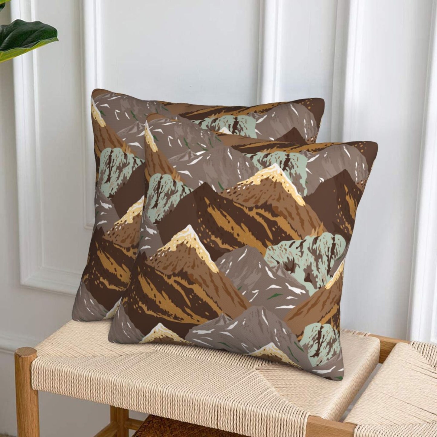 Abstract Mountain Throw Pillow Covers Set of 2 Natural Scenery Cushion Covers for Sofa Couch