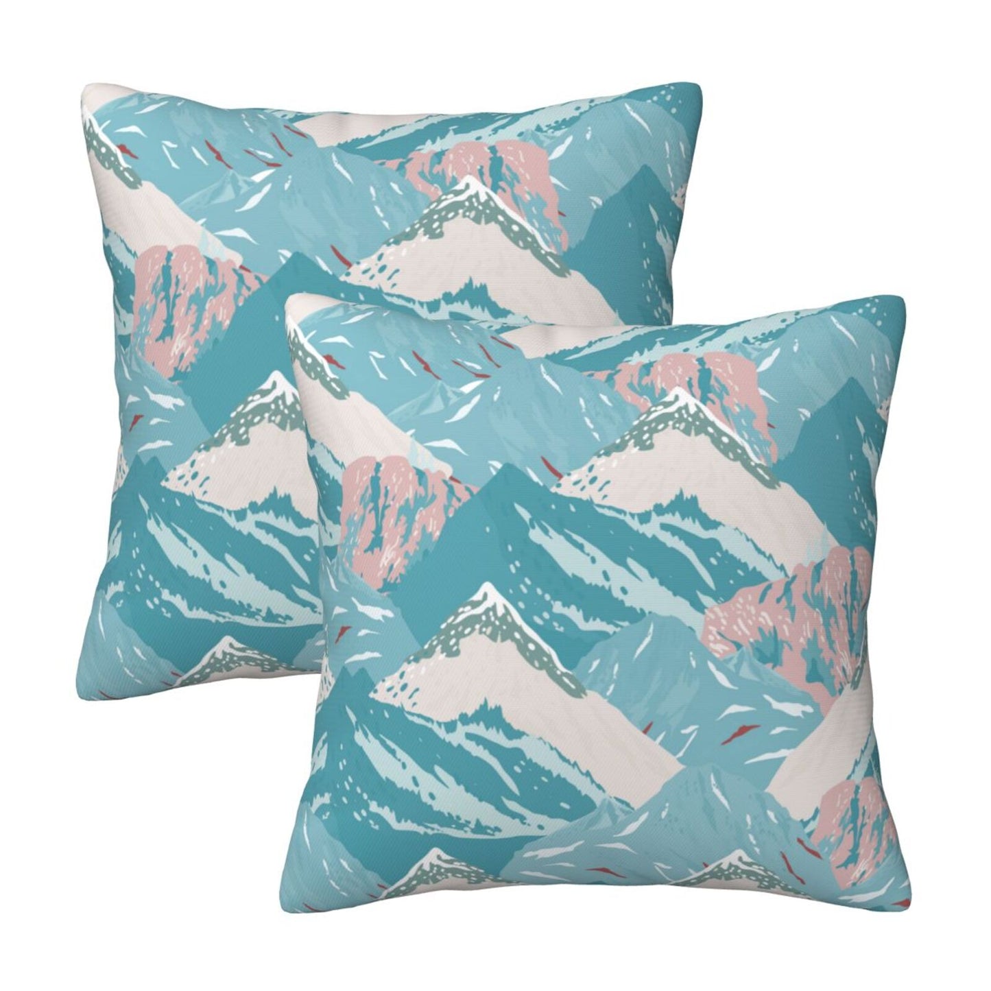 Abstract Mountain Throw Pillow Covers Set of 2 Natural Scenery Cushion Covers for Sofa Couch
