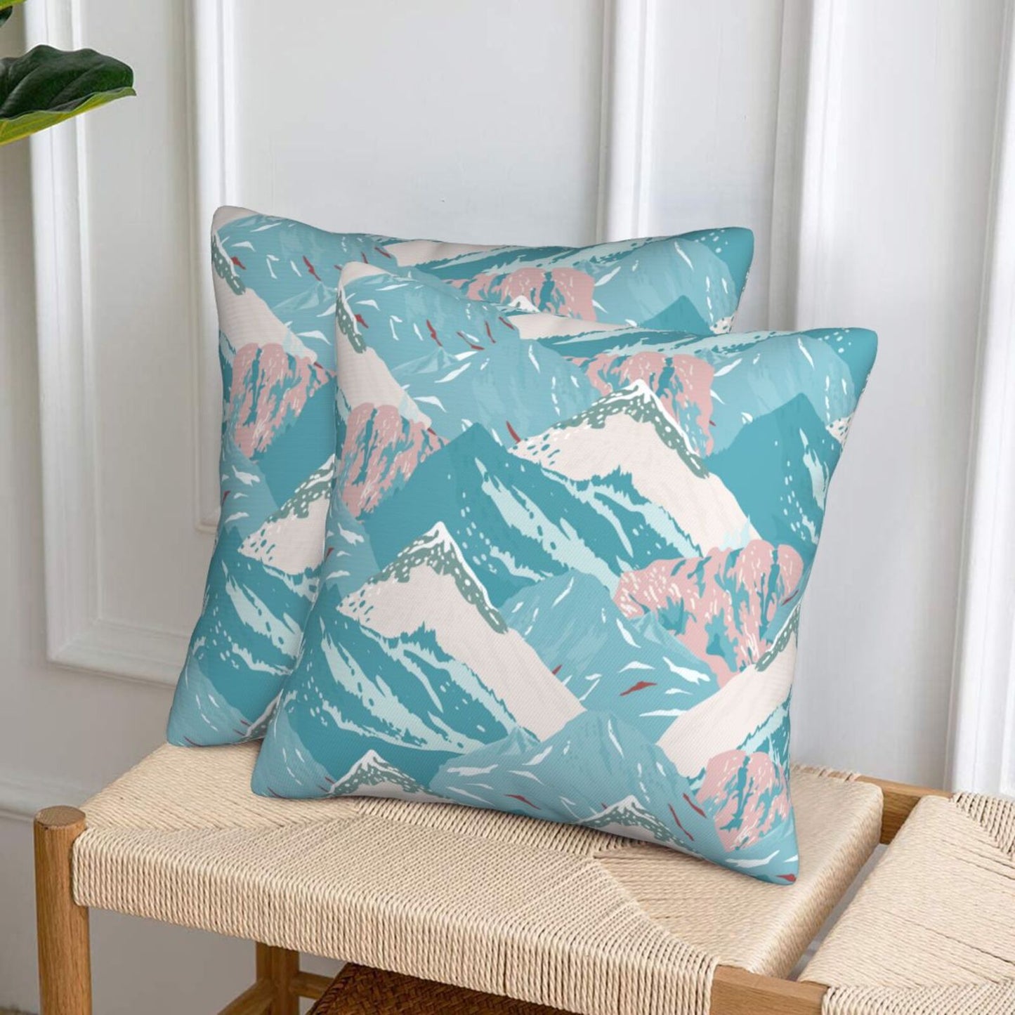 Abstract Mountain Throw Pillow Covers Set of 2 Natural Scenery Cushion Covers for Sofa Couch