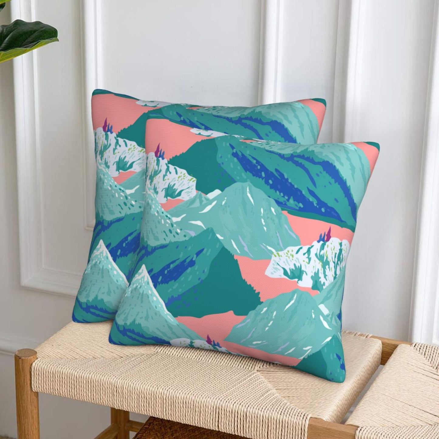 Abstract Mountain Throw Pillow Covers Set of 2 Natural Scenery Cushion Covers for Sofa Couch