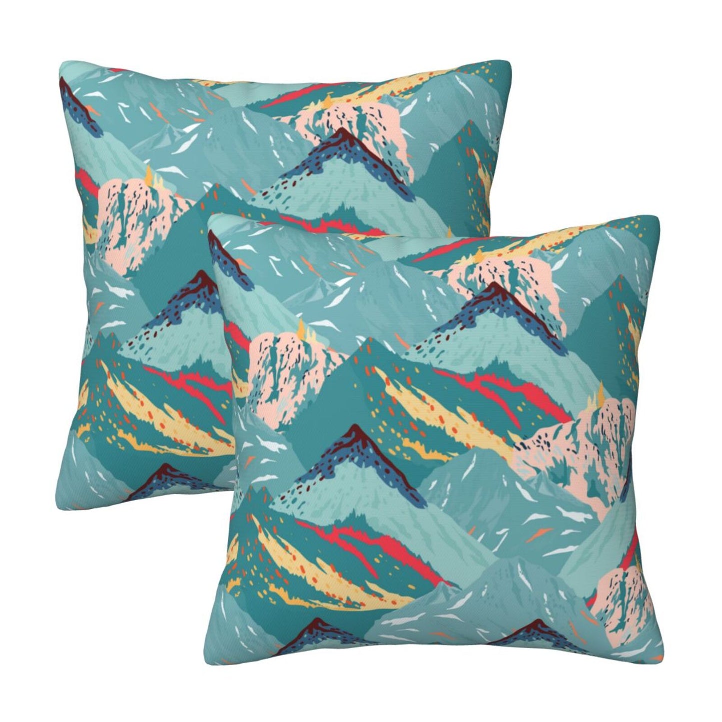 Abstract Mountain Throw Pillow Covers Set of 2 Natural Scenery Cushion Covers for Sofa Couch