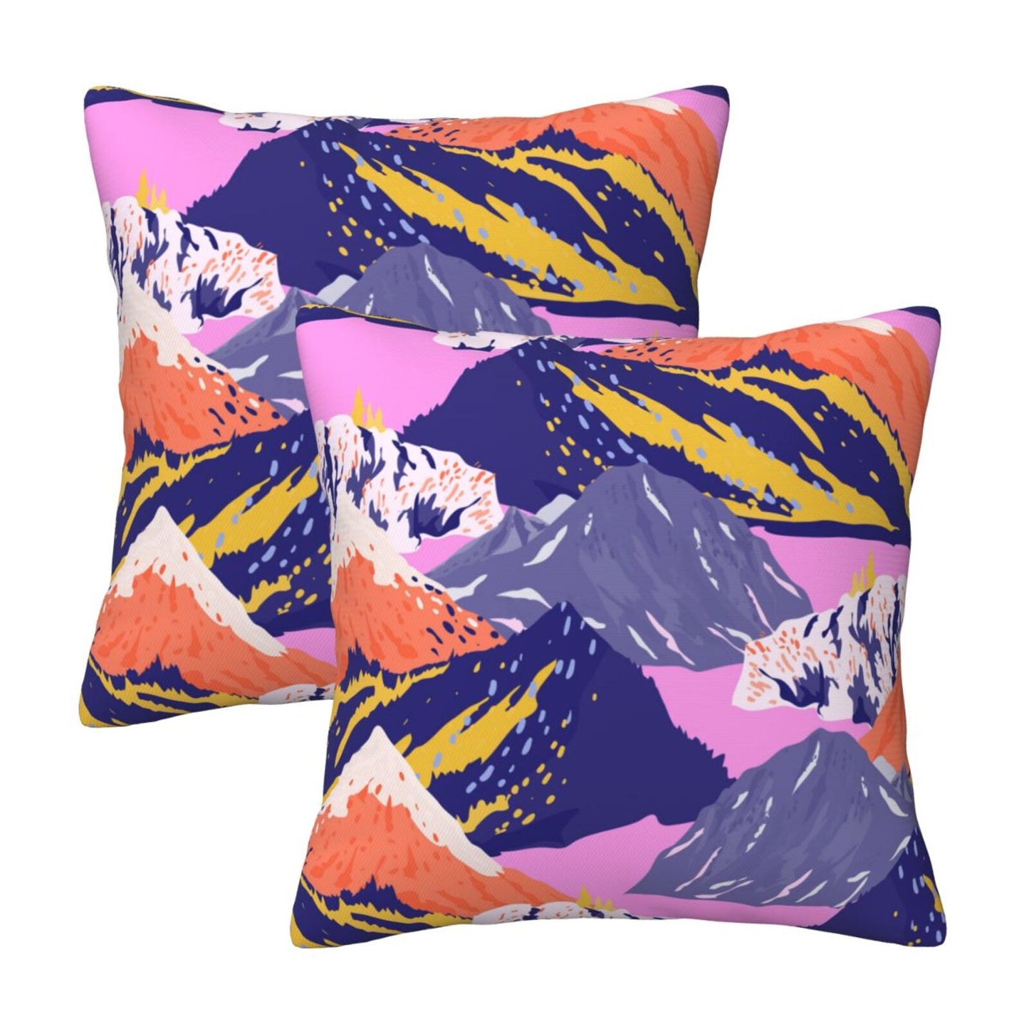 Abstract Mountain Throw Pillow Covers Set of 2 Natural Scenery Cushion Covers for Sofa Couch