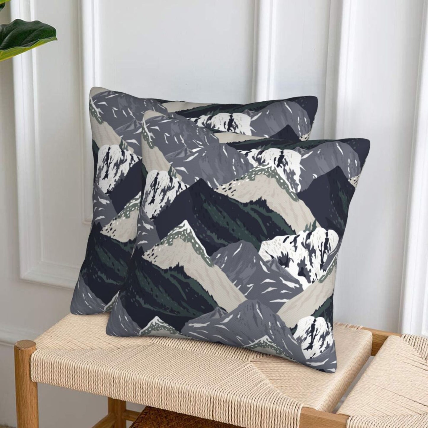Abstract Mountain Throw Pillow Covers Set of 2 Natural Scenery Cushion Covers for Sofa Couch