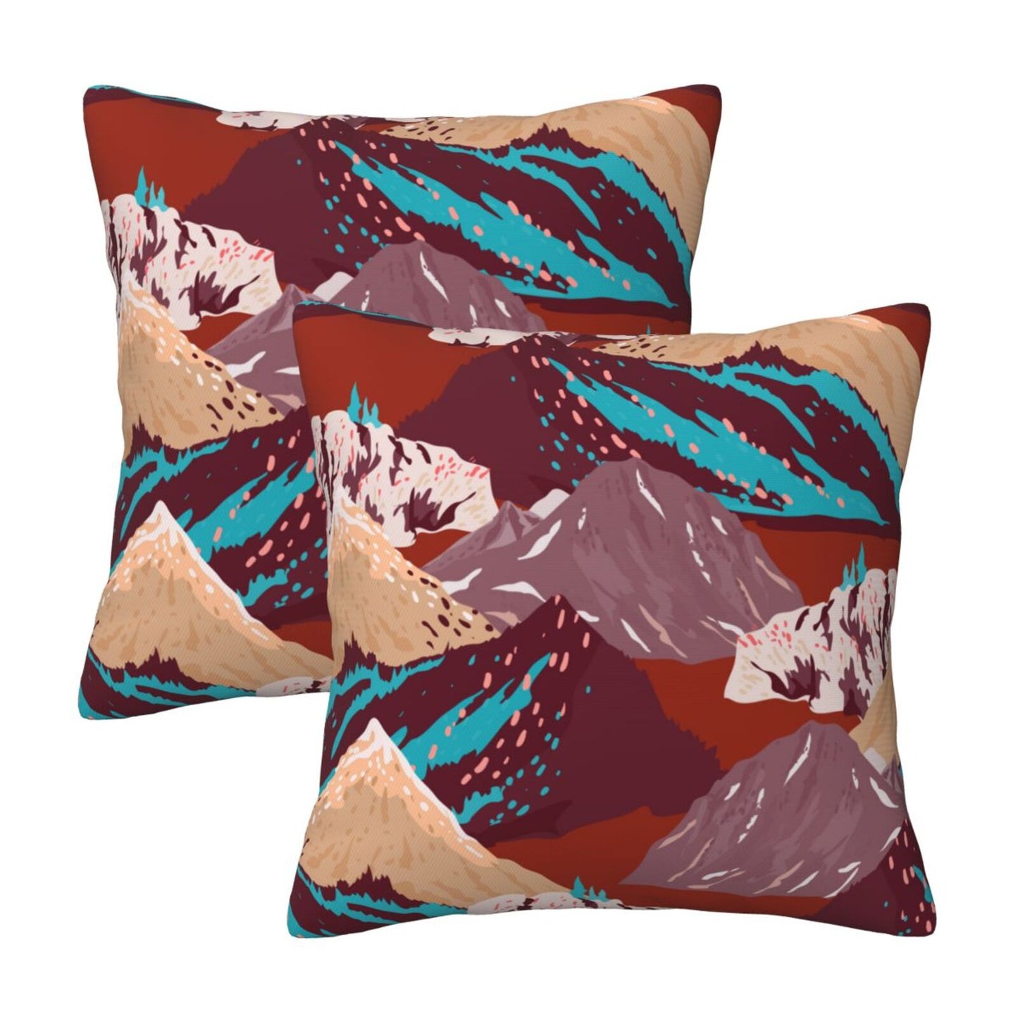 Abstract Mountain Throw Pillow Covers Set of 2 Natural Scenery Cushion Covers for Sofa Couch