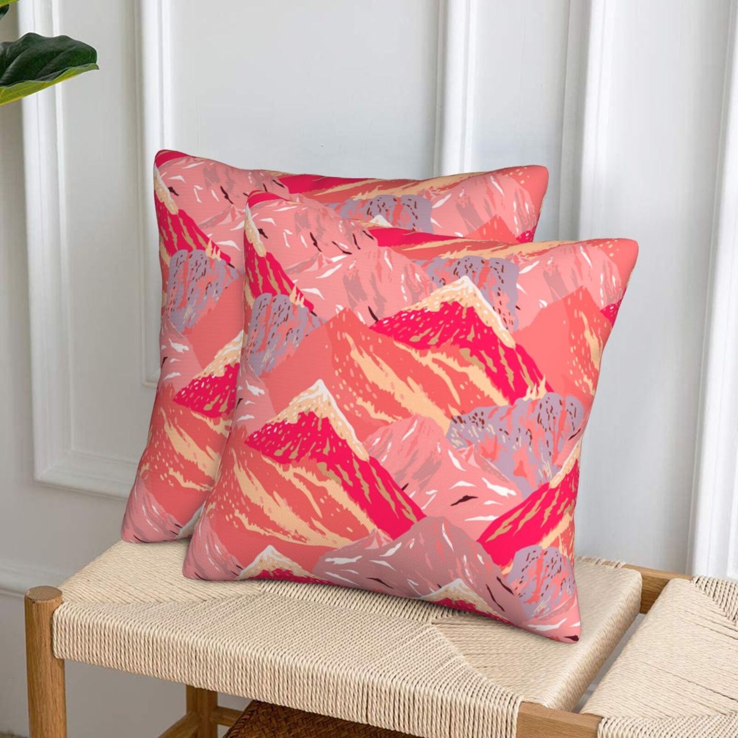 Abstract Mountain Throw Pillow Covers Set of 2 Natural Scenery Cushion Covers for Sofa Couch