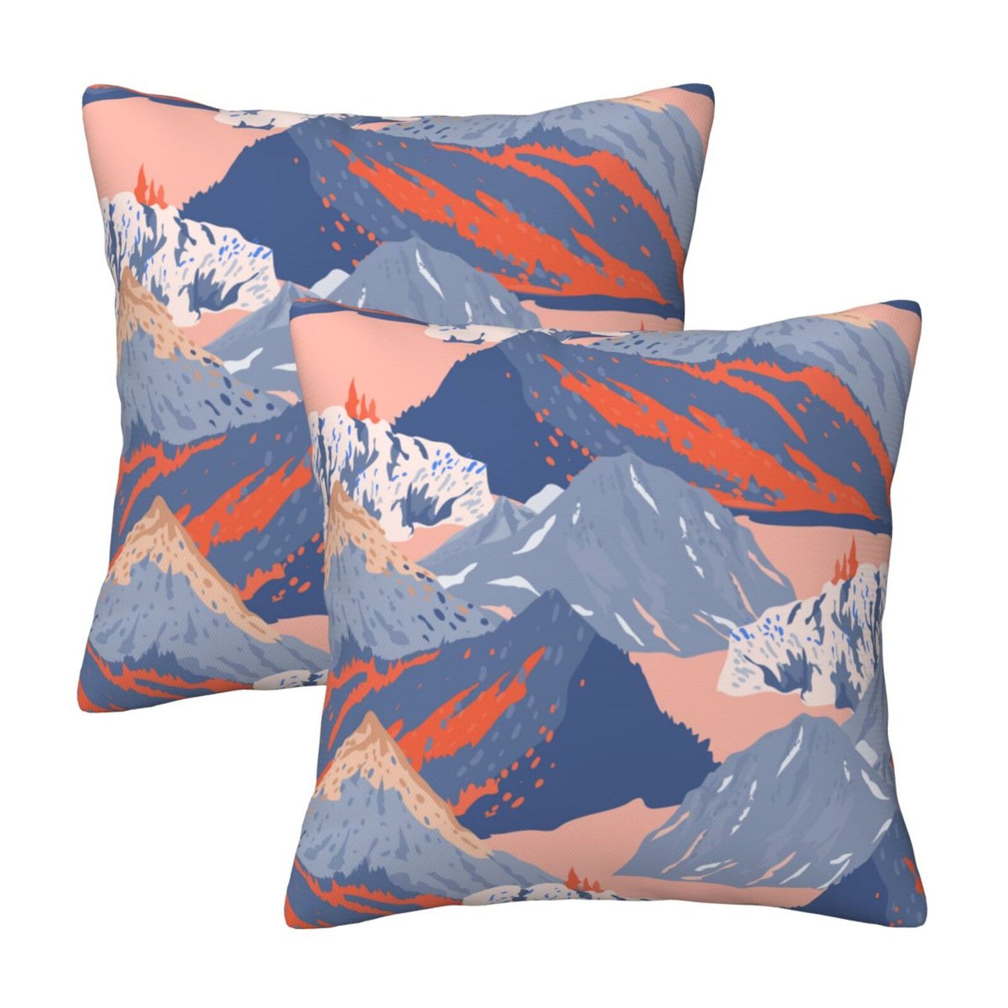 Abstract Mountain Throw Pillow Covers Set of 2 Natural Scenery Cushion Covers for Sofa Couch