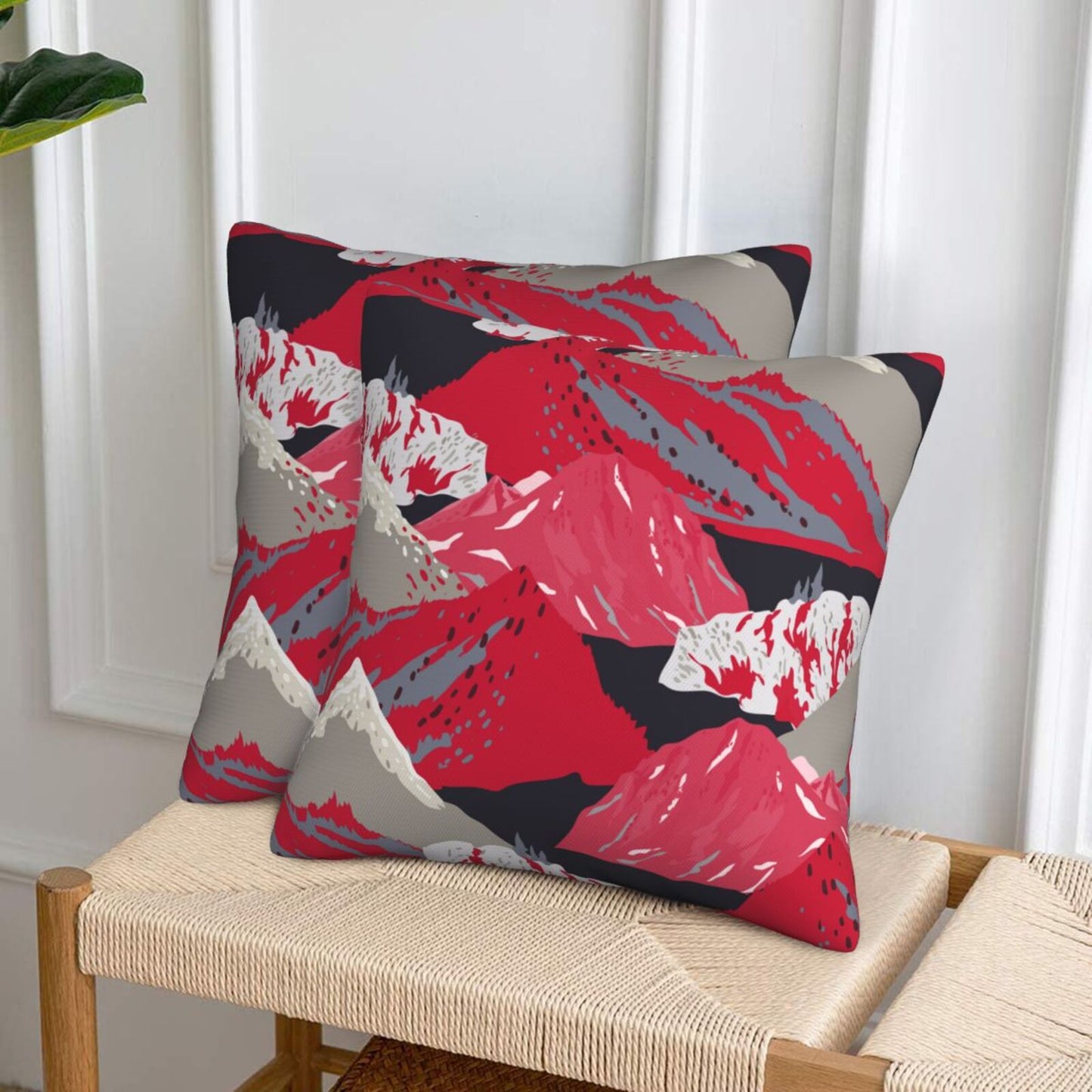 Abstract Mountain Throw Pillow Covers Set of 2 Natural Scenery Cushion Covers for Sofa Couch