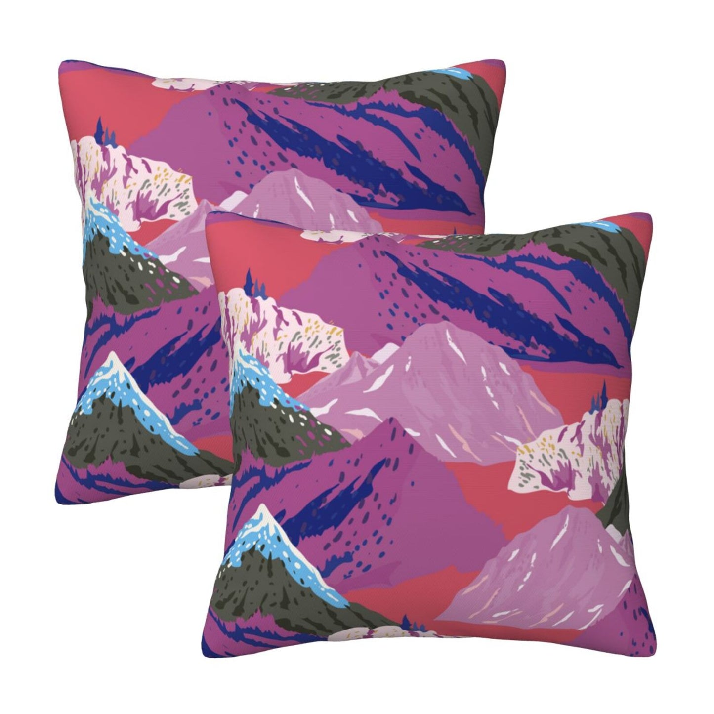 Abstract Mountain Throw Pillow Covers Set of 2 Natural Scenery Cushion Covers for Sofa Couch