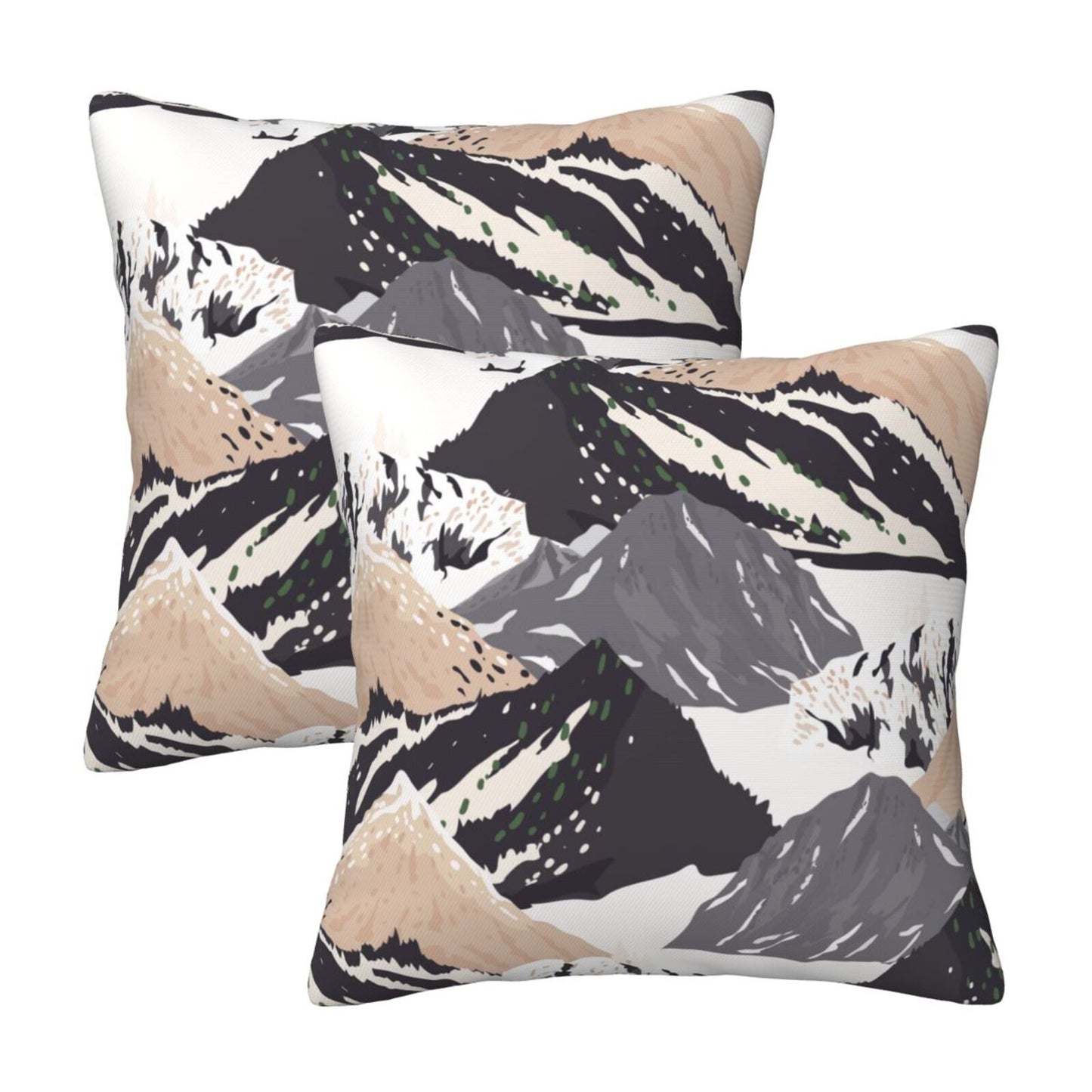 Abstract Mountain Throw Pillow Covers Set of 2 Natural Scenery Cushion Covers for Sofa Couch