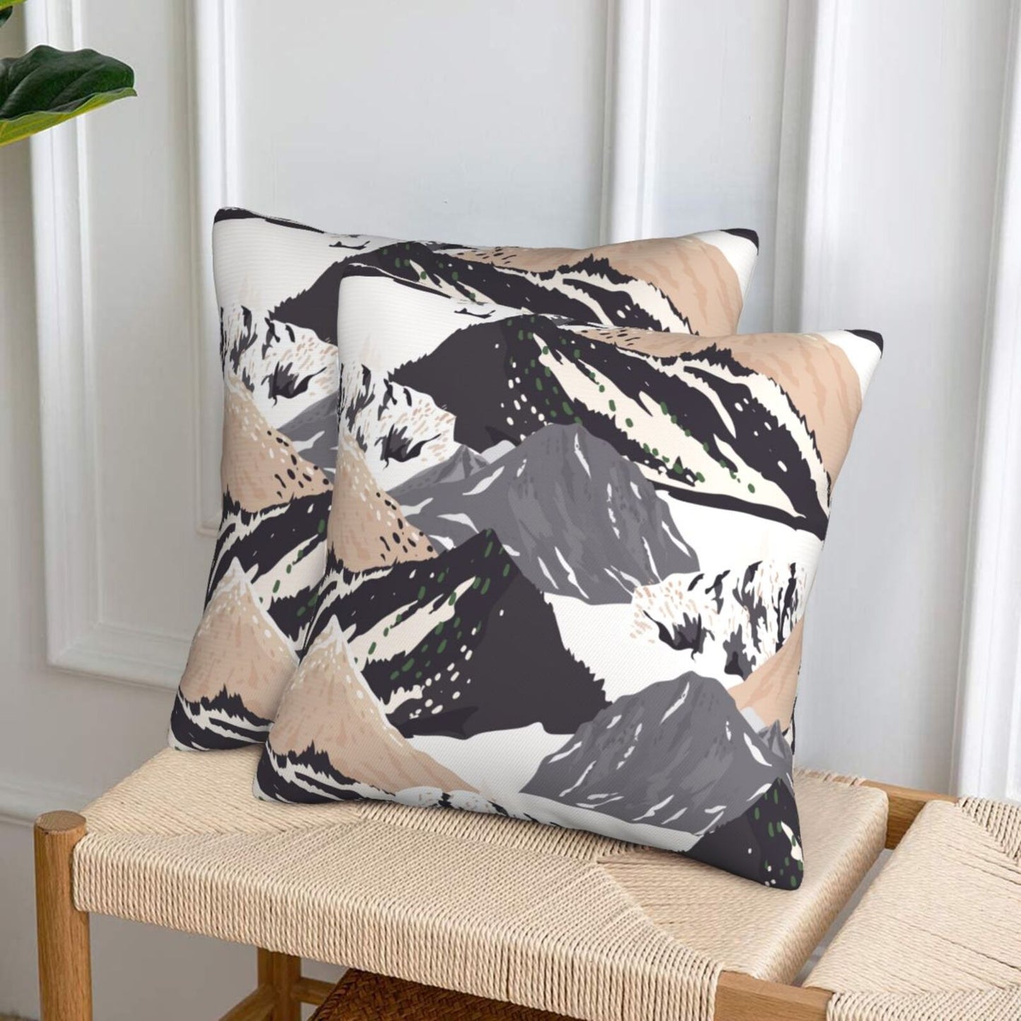 Abstract Mountain Throw Pillow Covers Set of 2 Natural Scenery Cushion Covers for Sofa Couch