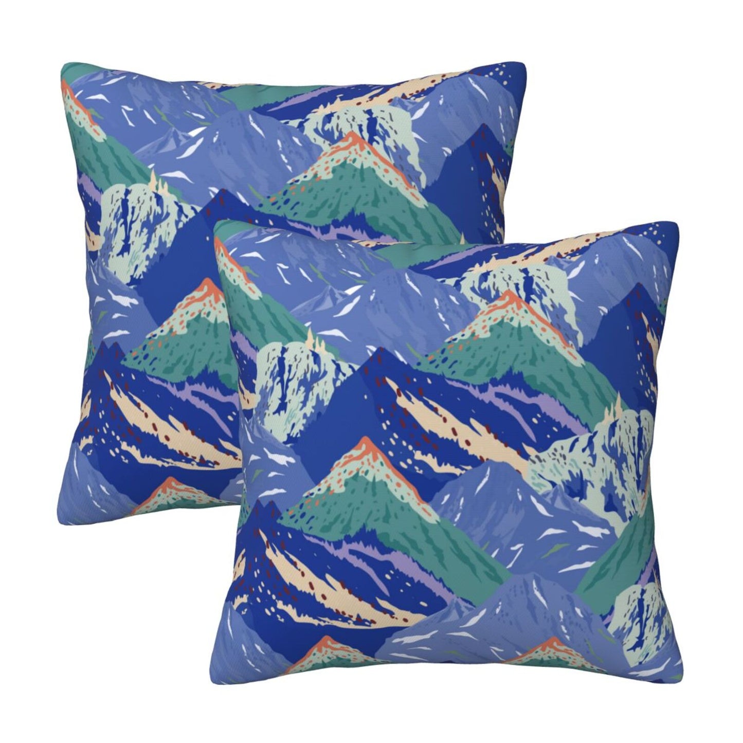 Abstract Mountain Throw Pillow Covers Set of 2 Natural Scenery Cushion Covers for Sofa Couch