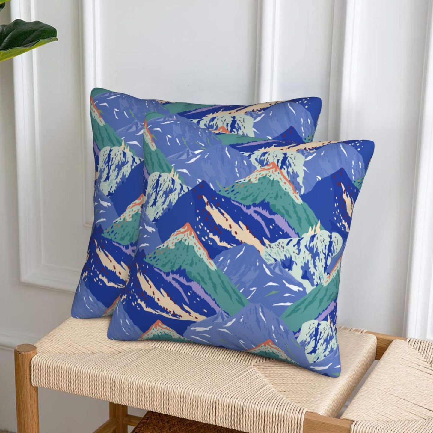 Abstract Mountain Throw Pillow Covers Set of 2 Natural Scenery Cushion Covers for Sofa Couch