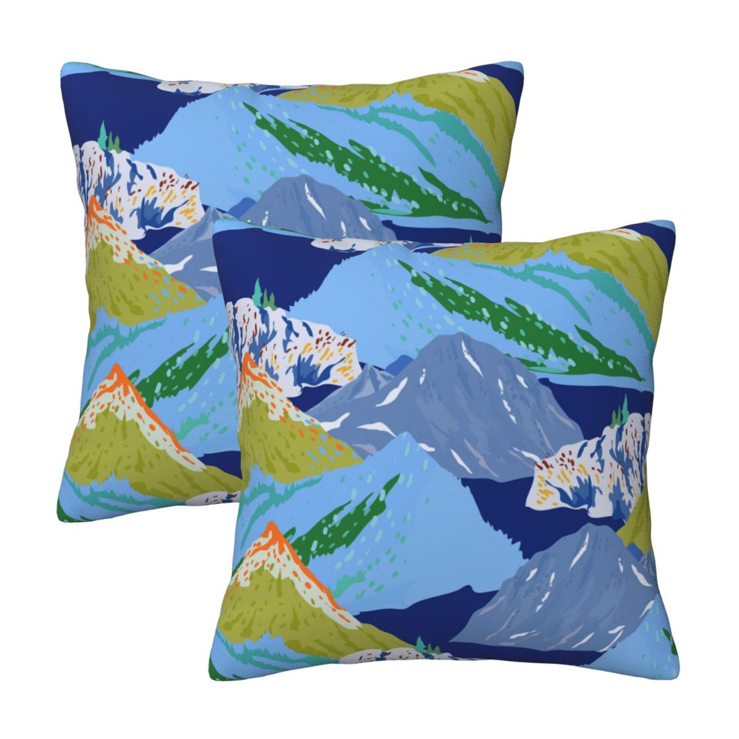 Abstract Mountain Throw Pillow Covers Set of 2 Natural Scenery Cushion Covers for Sofa Couch
