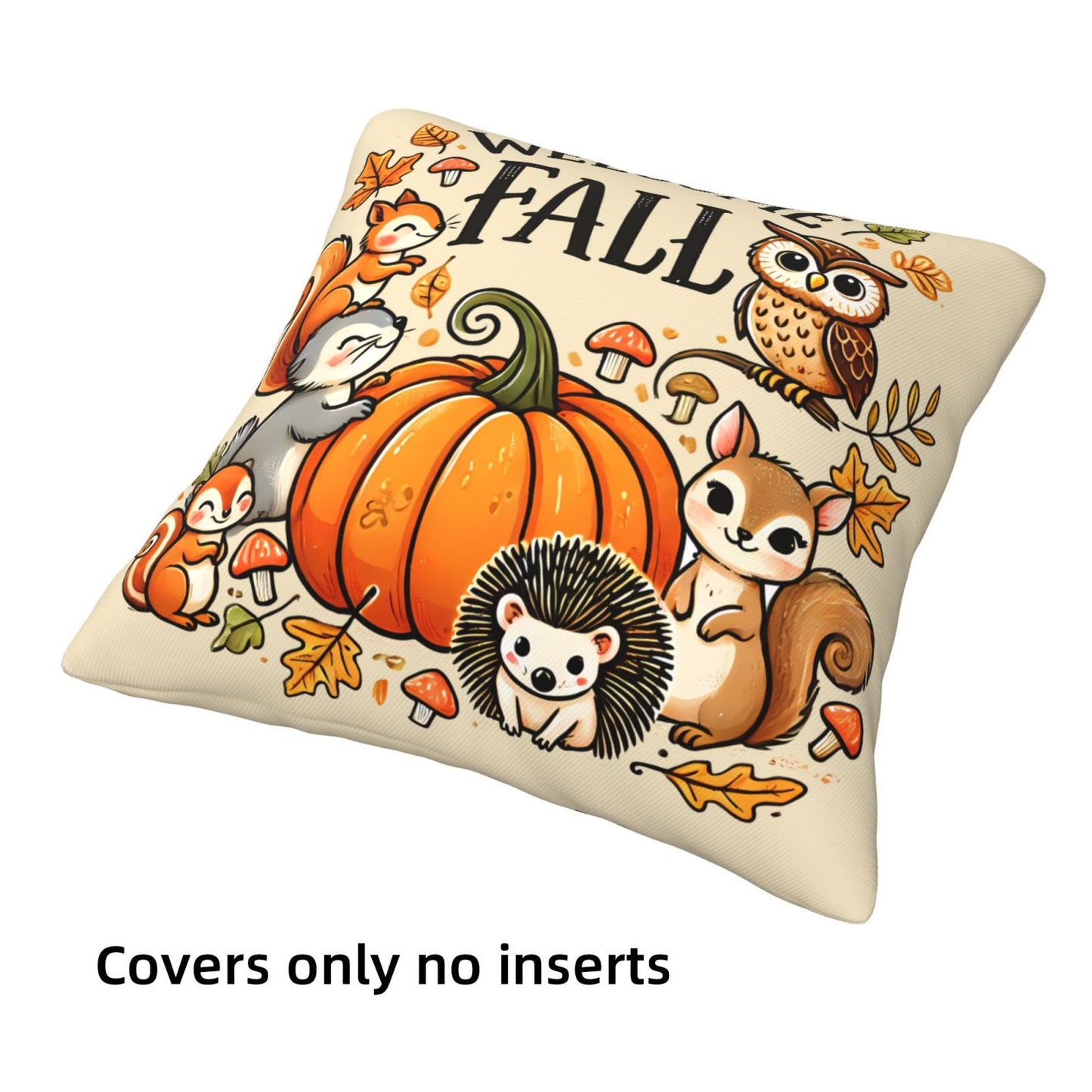Fall Pumpkin Throw Pillow Covers 18x18 inch Set of 4 Autumn Leaf Decorative Cushion Covers