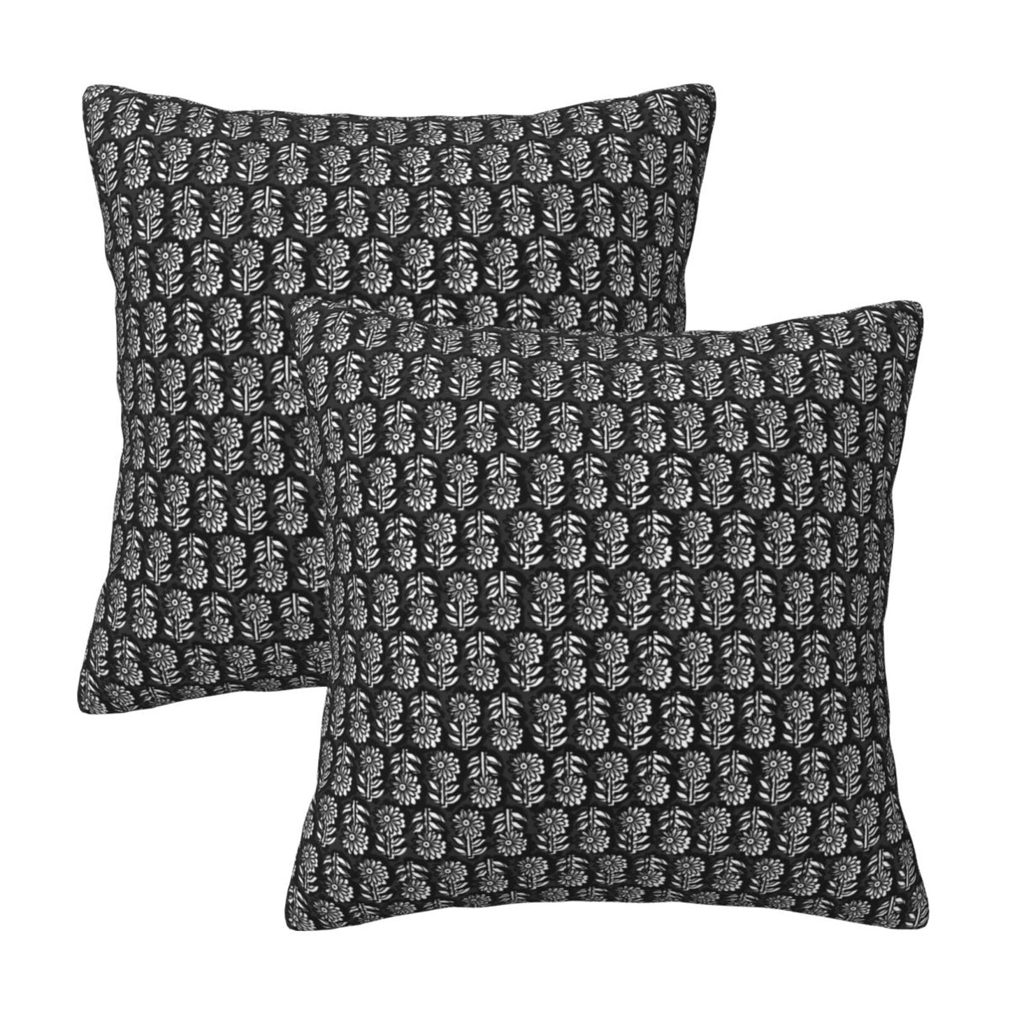 Block Print Throw Pillow Covers 18x18 inch Set of 2 Vintage Farmhouse Decorative Cushion Covers