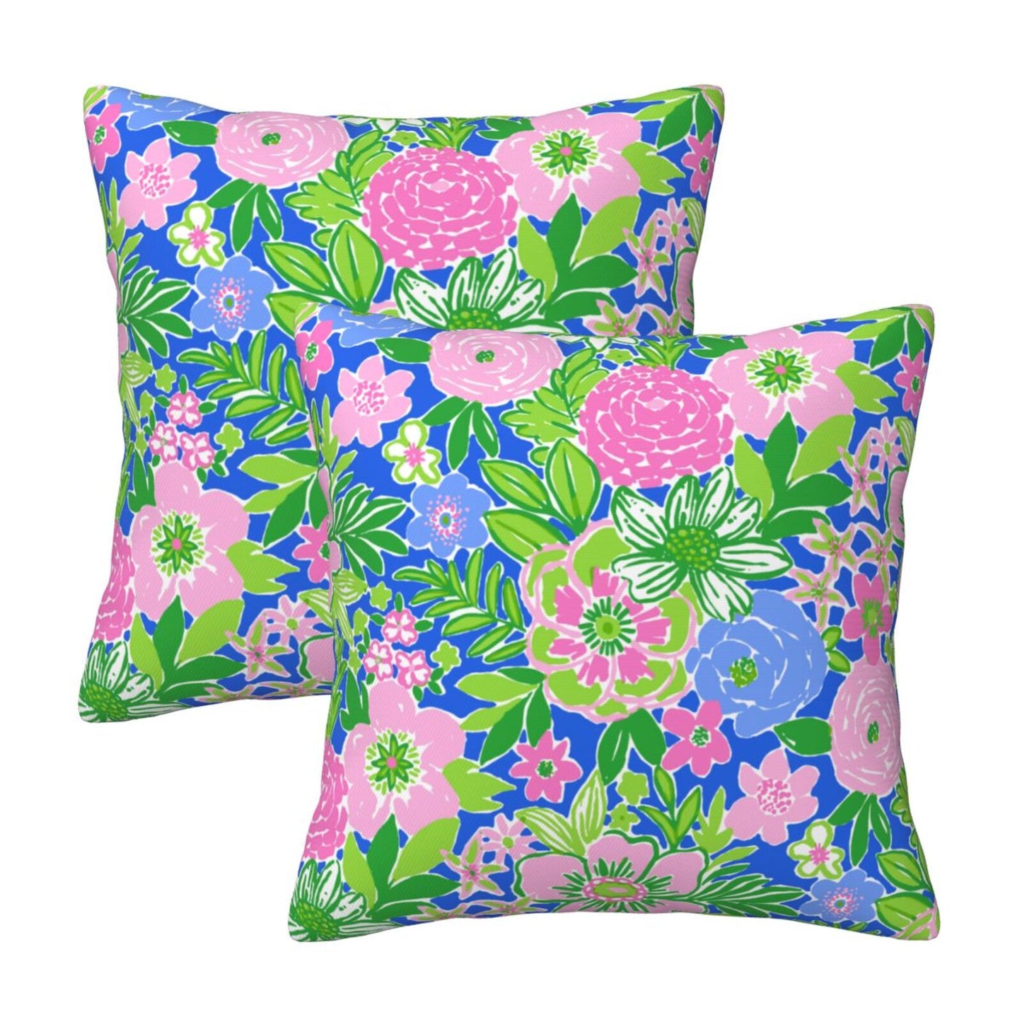 Preppy Floral Throw Pillow Covers 18x18 inch Set of 2 Back to School Decorative Cushion Covers for Students Girls