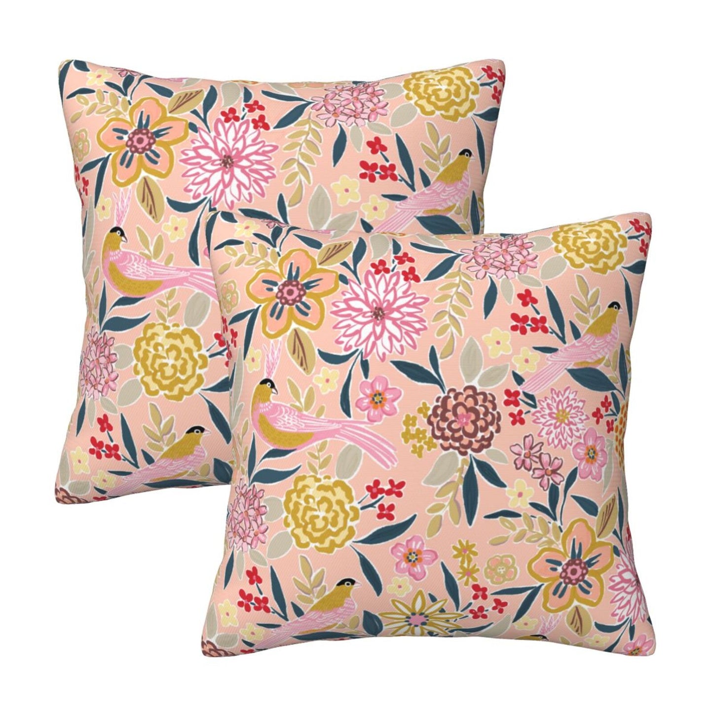 Preppy Floral Throw Pillow Covers 18x18 inch Set of 2 Back to School Decorative Cushion Covers for Students Girls