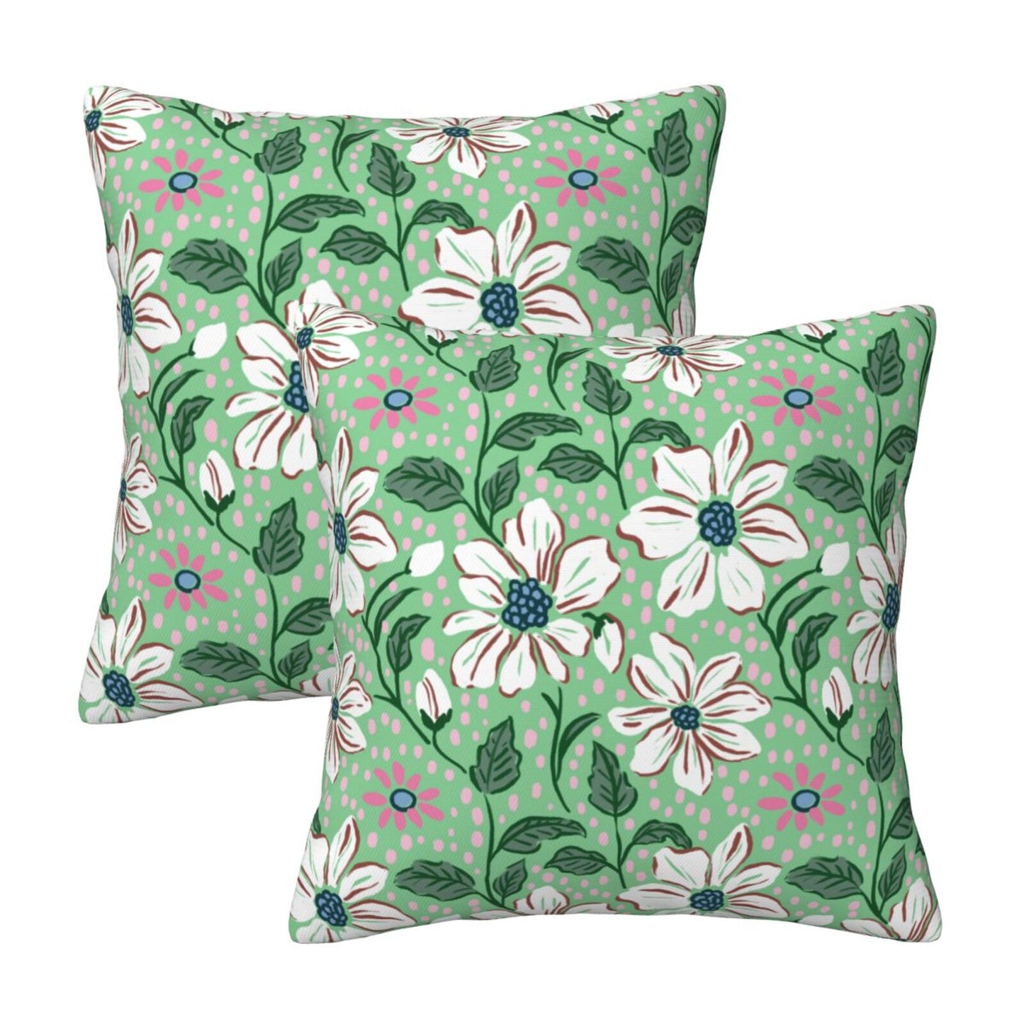 Preppy Floral Throw Pillow Covers 18x18 inch Set of 2 Back to School Decorative Cushion Covers for Students Girls